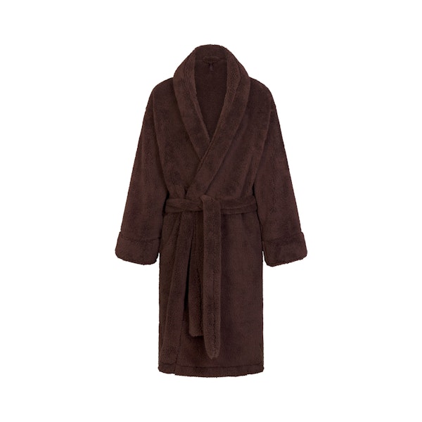 PLUSH MENS ROBE | ESPRESSO FLAT ON A WHITE BACKGROUND | FLT