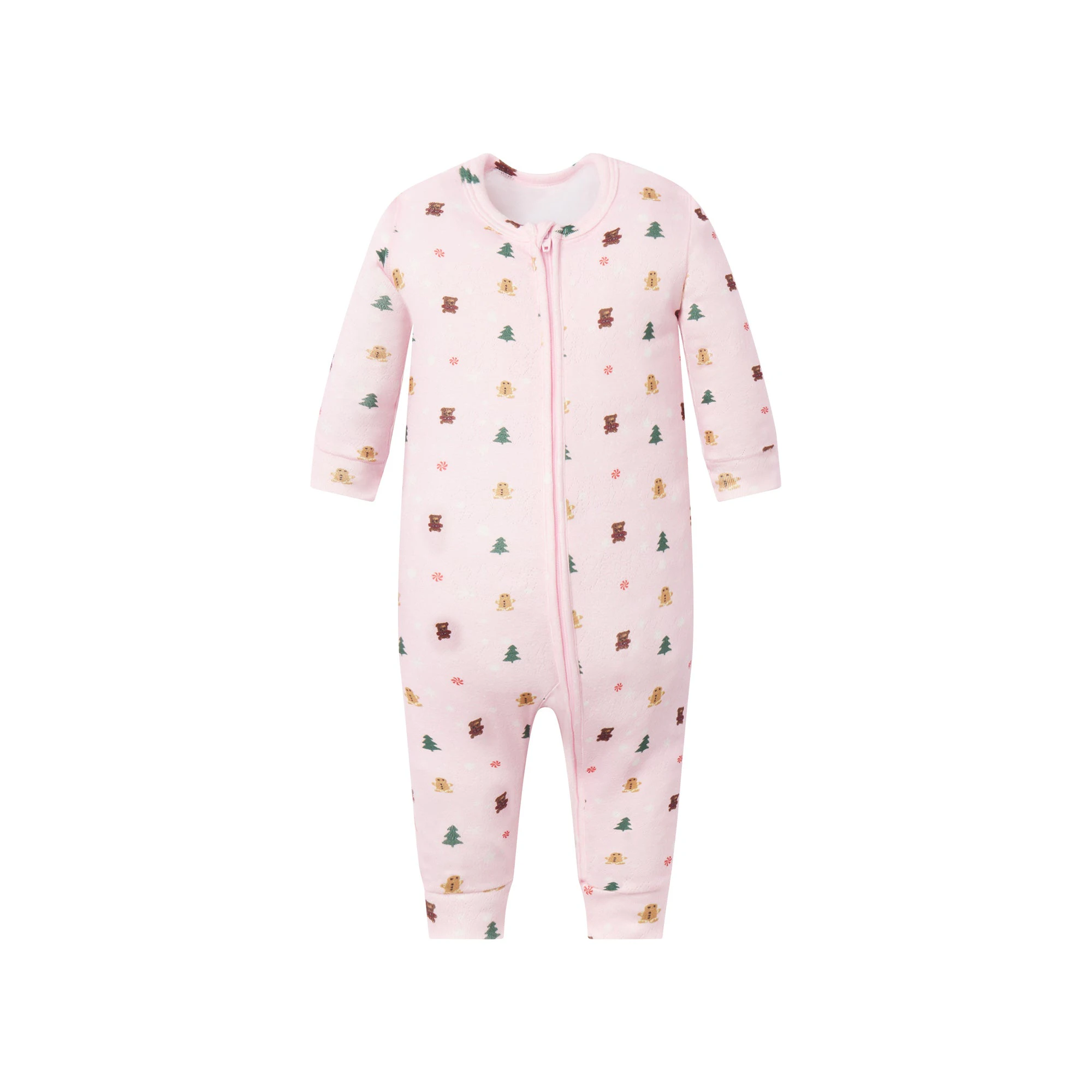 CACTUS PLANT FLEA MARKET X SKIMS PLUSH POINTELLE BABY ONESIE | CHERRY BLOSSOM SNOW PRINT FLAT ON A WHITE BACKGROUND | FLT