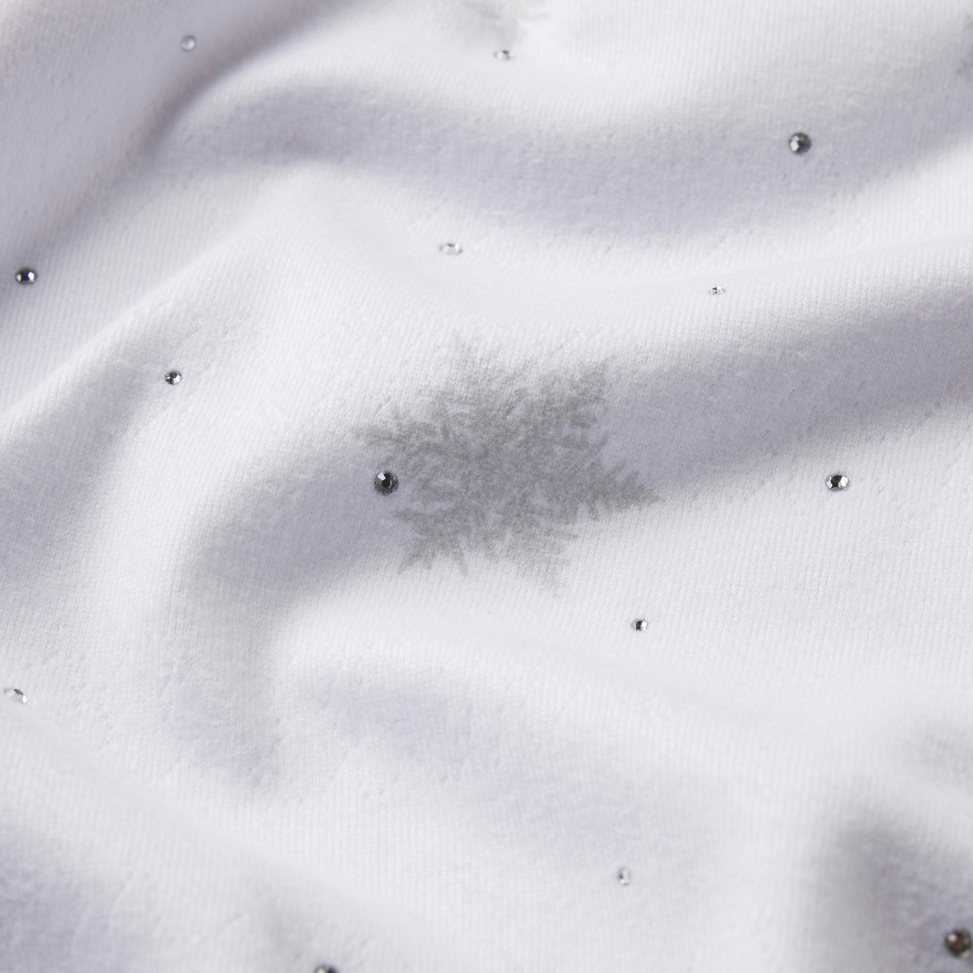 LOGO PLUSH POINTELLE RHINESTONE STRAIGHT LEG PANT | SNOW RHINESTONE PRINT ADDITIONAL FABRIC DETAILS