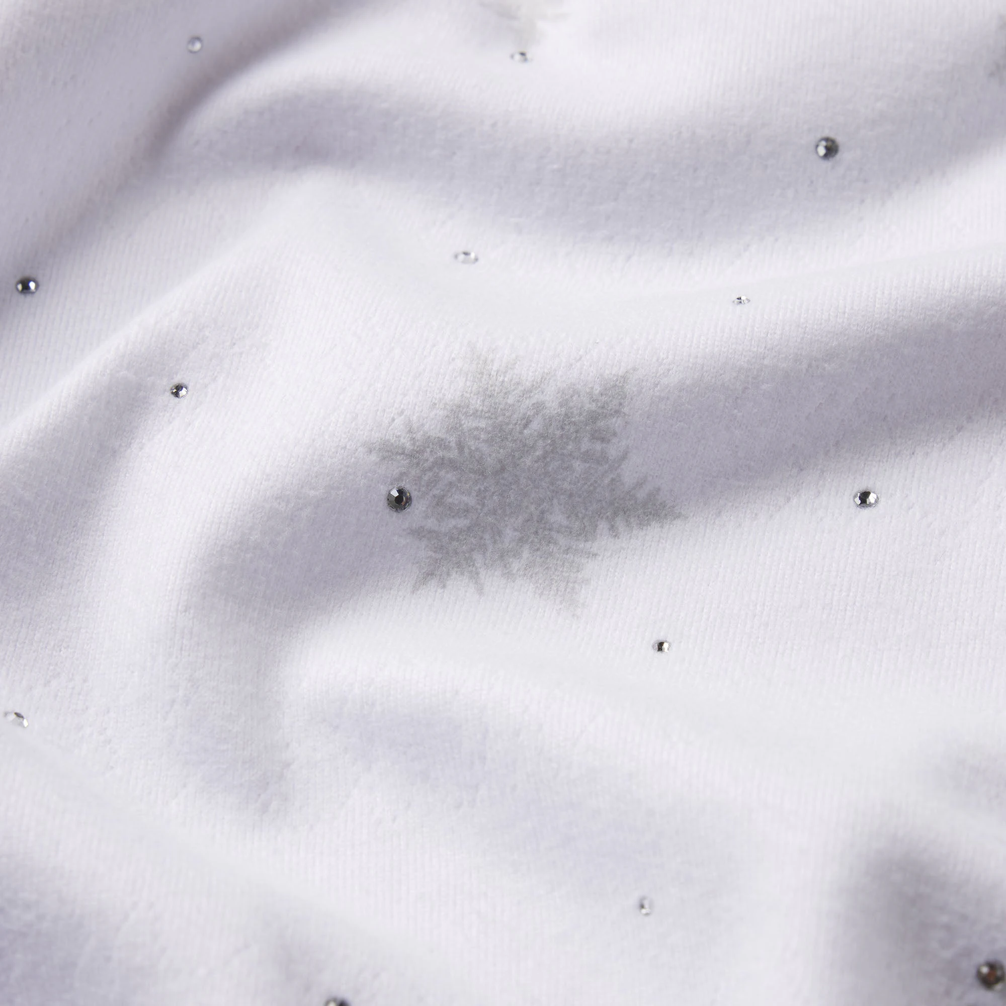 LOGO PLUSH POINTELLE RHINESTONE LONG ONESIE | SNOW RHINESTONE PRINT ADDITIONAL FABRIC DETAILS