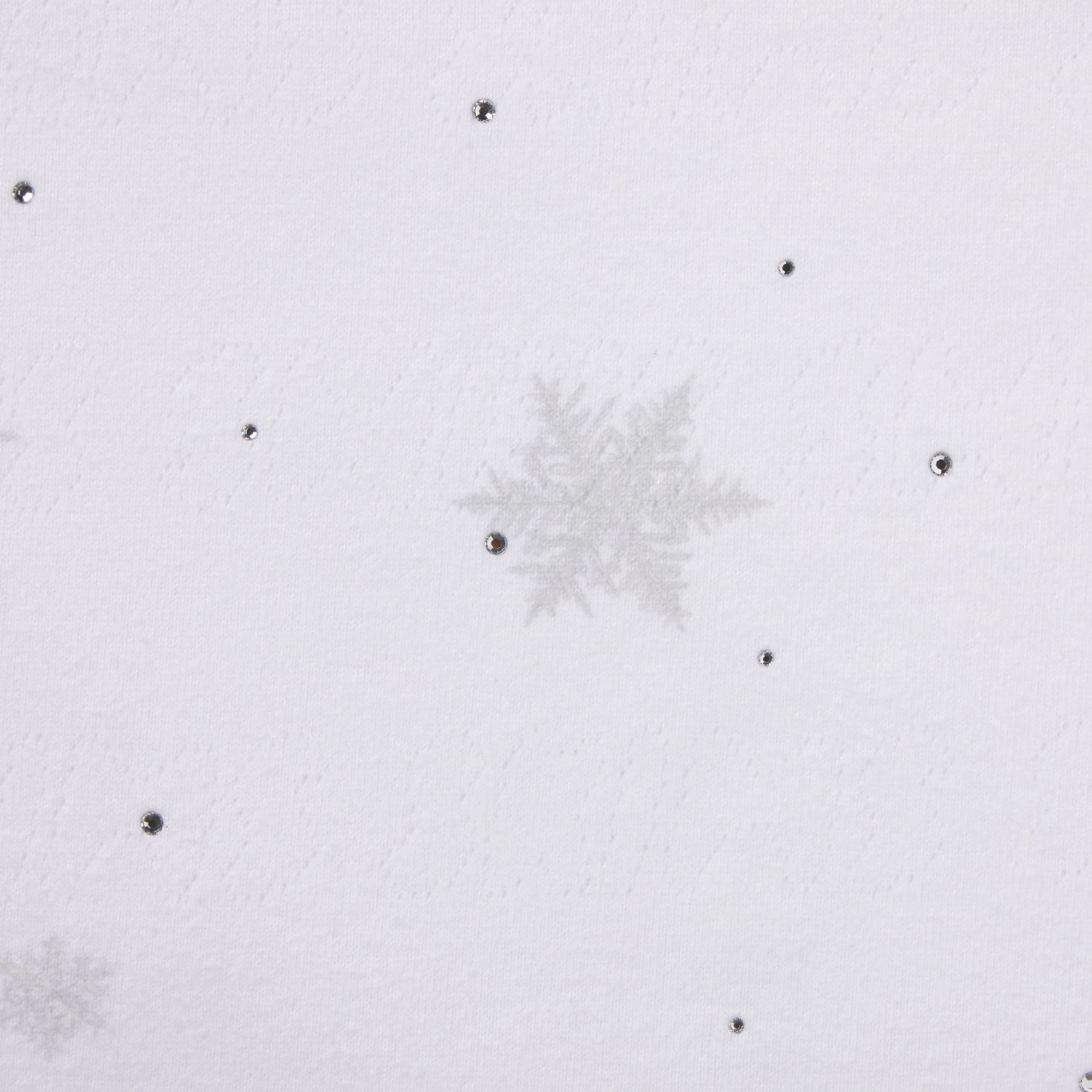 LOGO PLUSH POINTELLE RHINESTONE LONG ONESIE | SNOW RHINESTONE PRINT ADDITIONAL FABRIC DETAILS