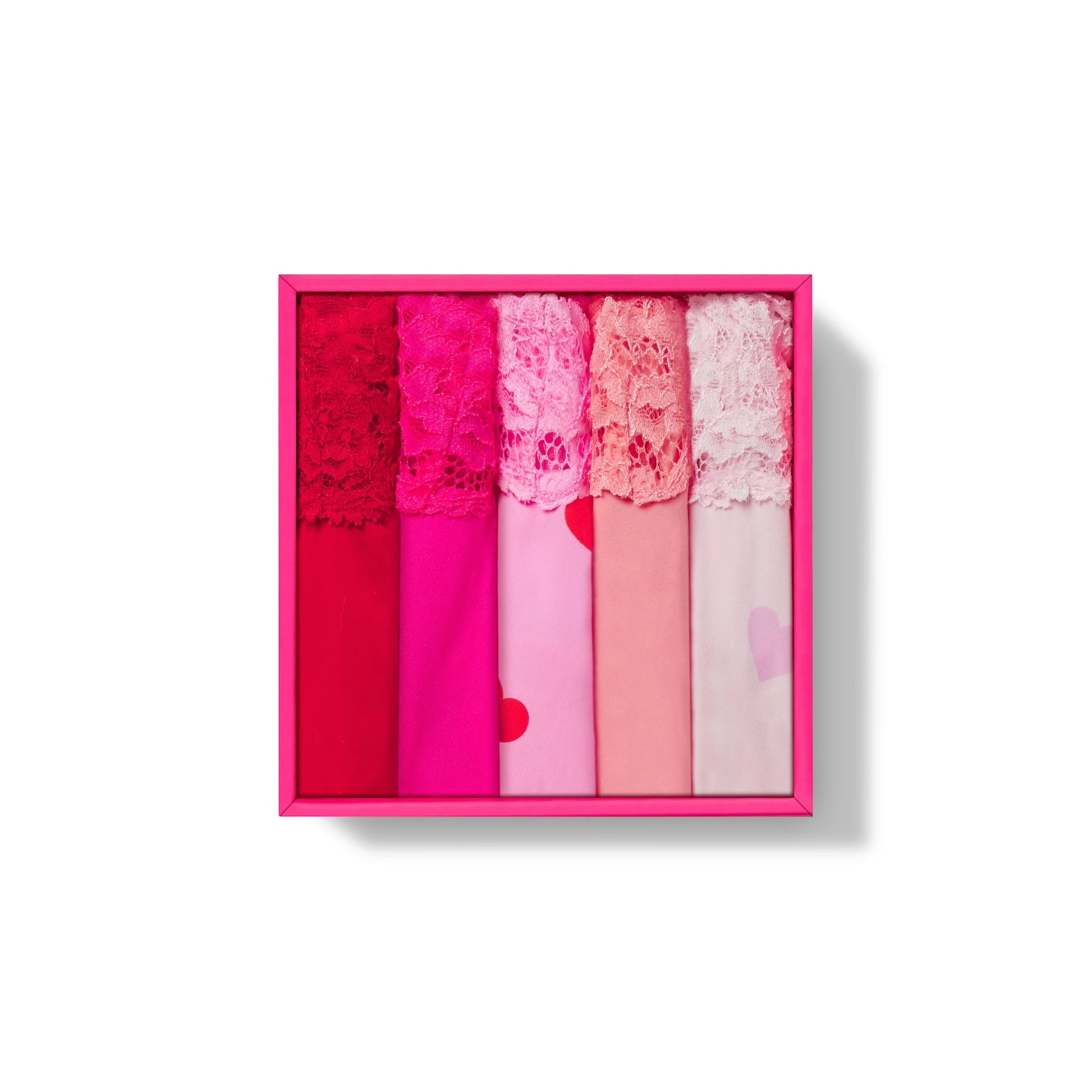 FITS EVERYBODY LACE DIPPED THONG 5-PACK | HEART BREAKER MULTI FLAT ON A WHITE BACKGROUND | FLT