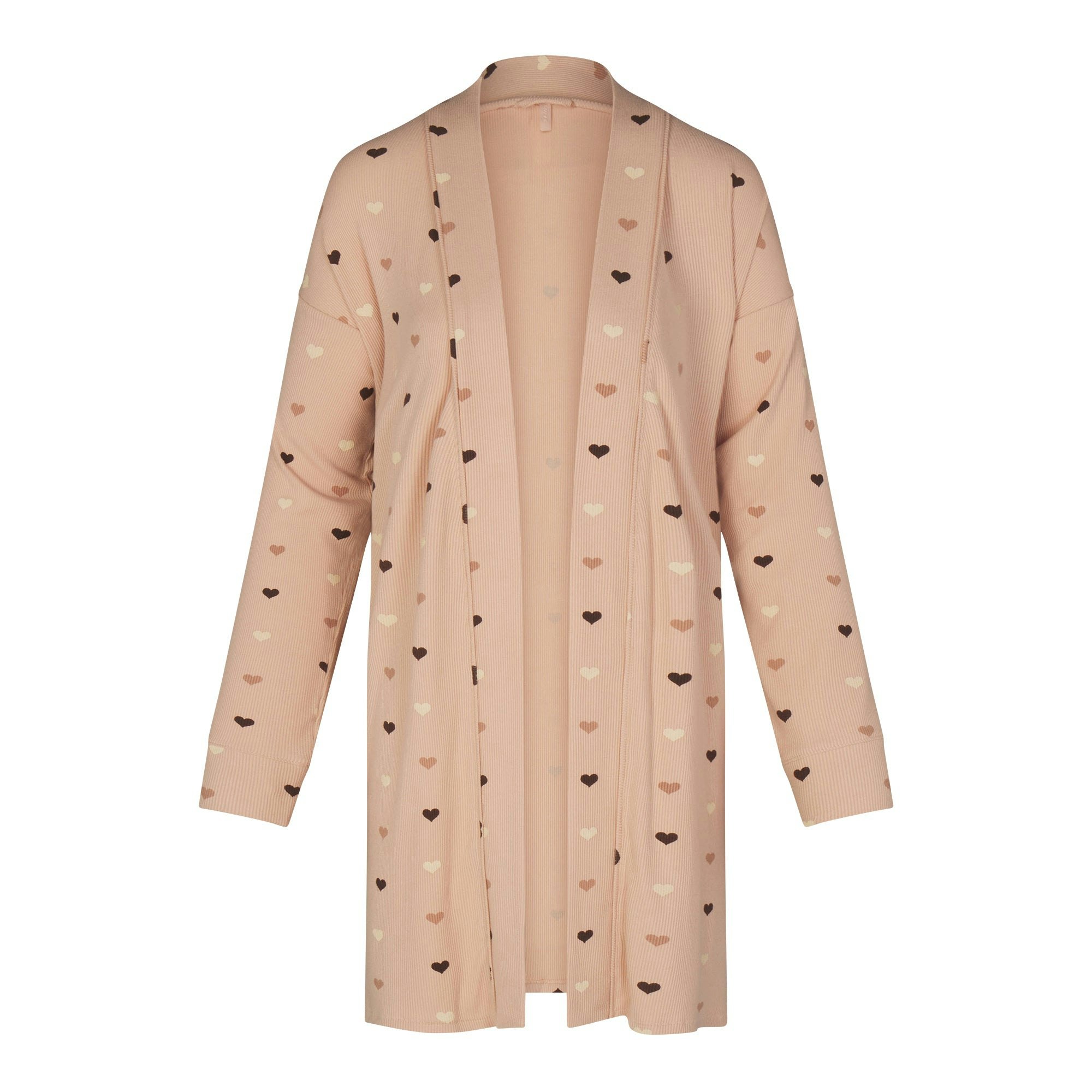 SOFT LOUNGE ROBE | MICA MINI HEART HALFDROP FLAT ON A WHITE BACKGROUND