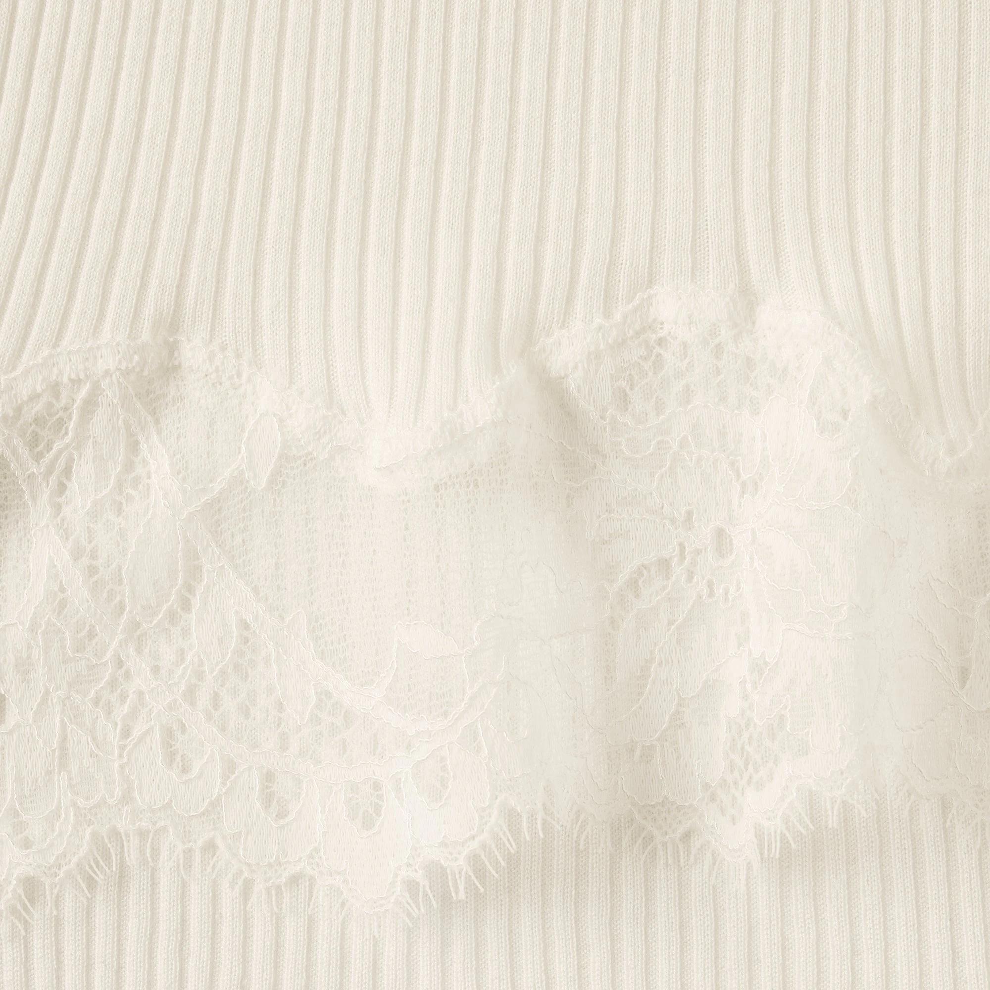 RIB KNIT LACE MINI DRESS | EGRET ADDITIONAL FABRIC DETAILS