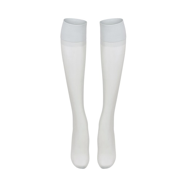HOSIERY THIGH HIGH STOCKINGS | PLATINUM FLAT ON A WHITE BACKGROUND | FLT