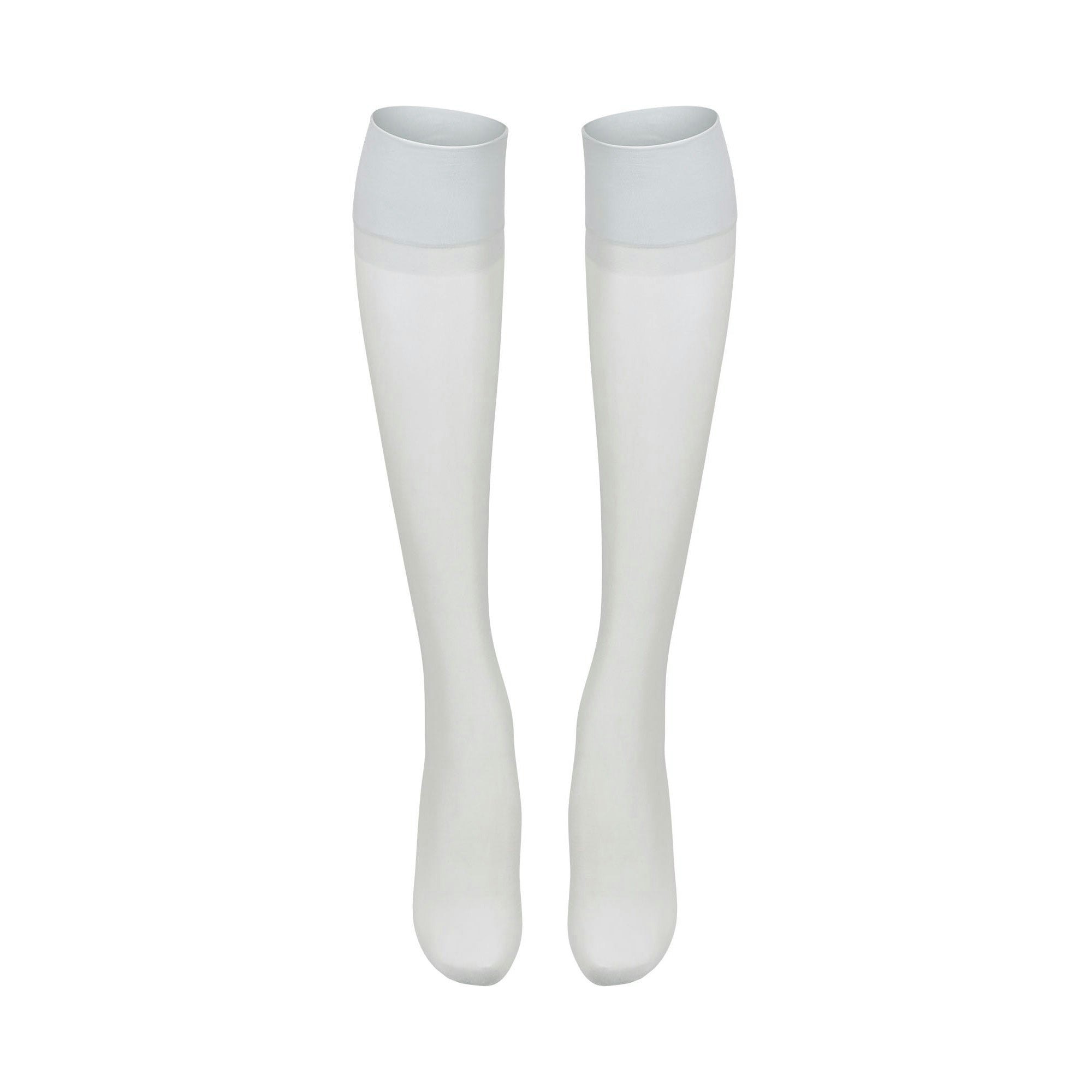 HOSIERY THIGH HIGH STOCKINGS | PLATINUM FLAT ON A WHITE BACKGROUND | FLT