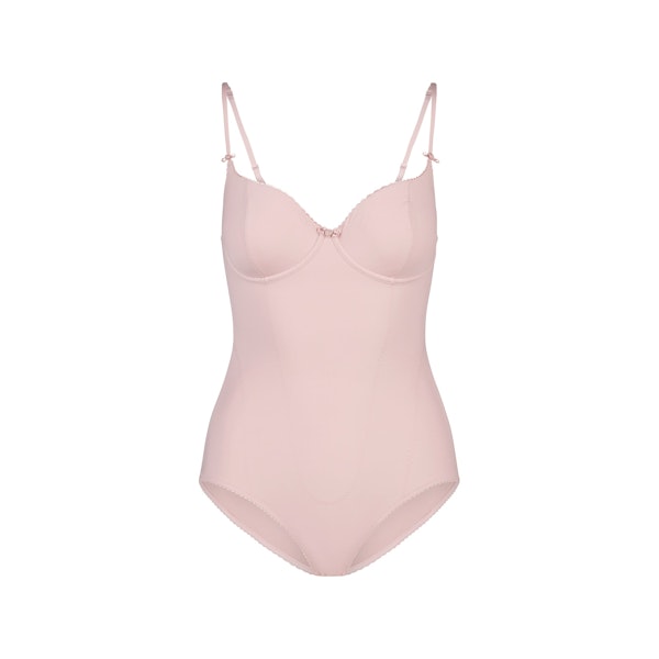 VINTAGE SHAPEWEAR BRIEF BODYSUIT | MORGANITE FLAT ON A WHITE BACKGROUND | FLT
