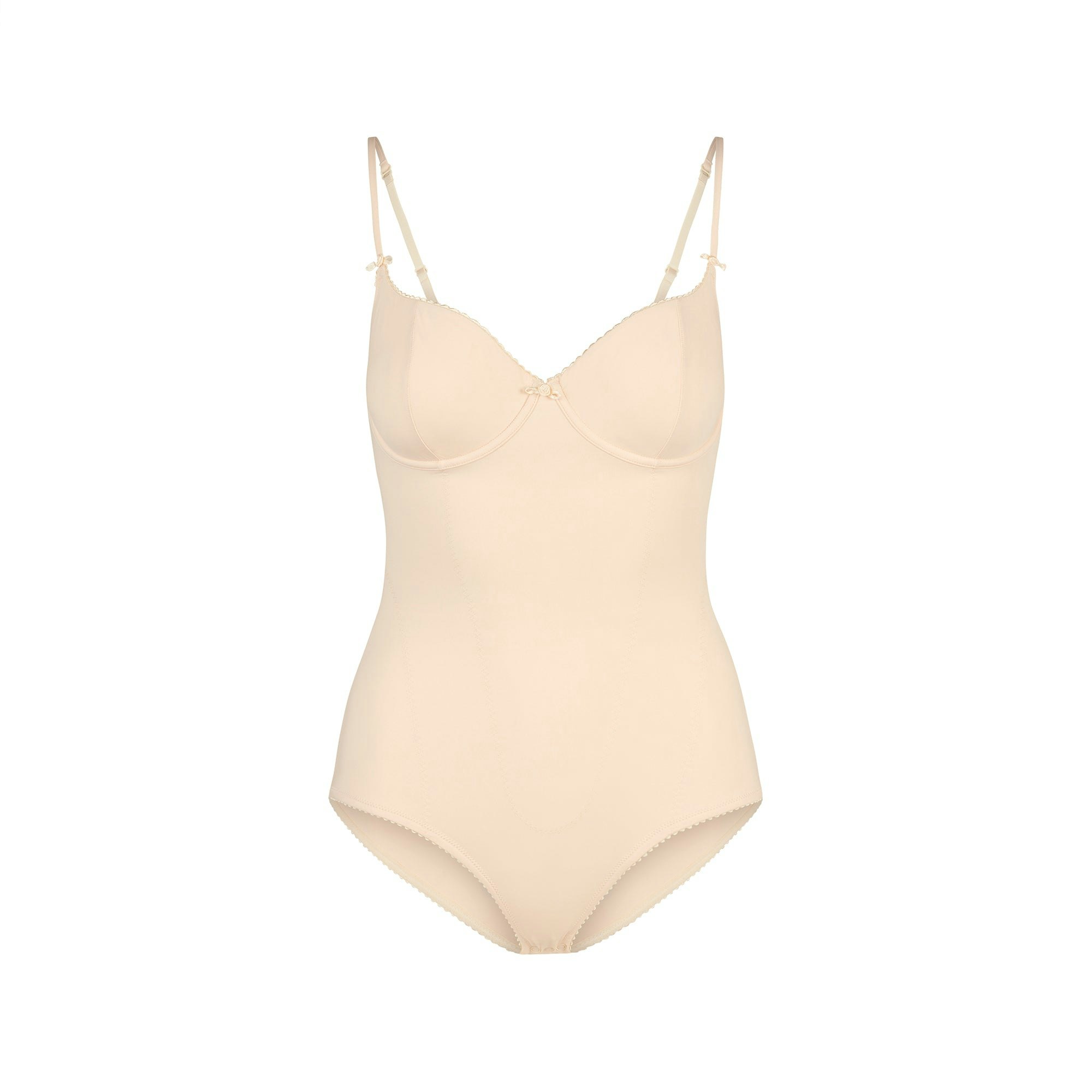 VINTAGE SHAPEWEAR BRIEF BODYSUIT | SUNKISSED FLAT ON A WHITE BACKGROUND | FLT