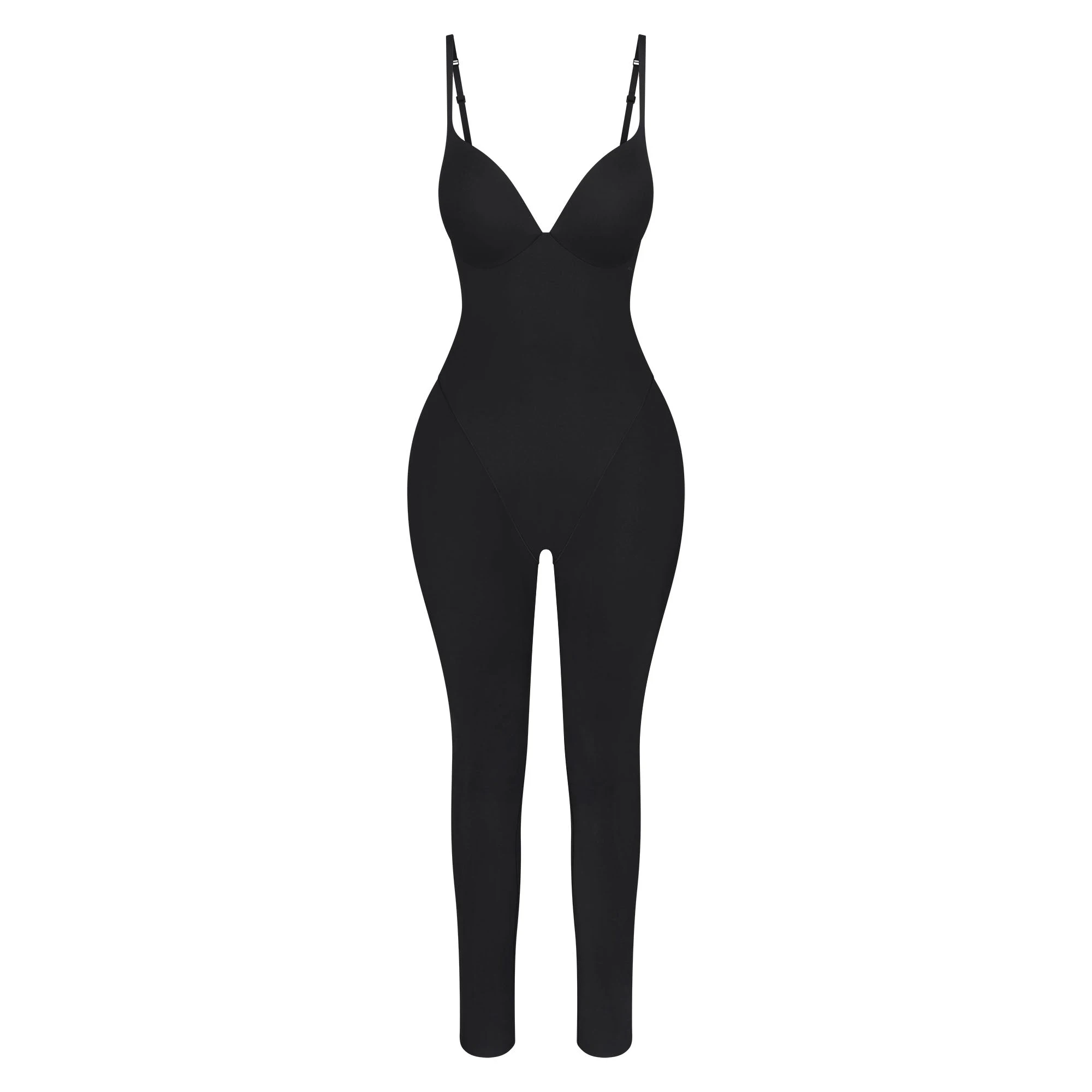 SKIMS ULTIMATE BODY BUTT AND HIP ENHANCING CATSUIT | ONYX FLAT ON A WHITE BACKGROUND | FLT
