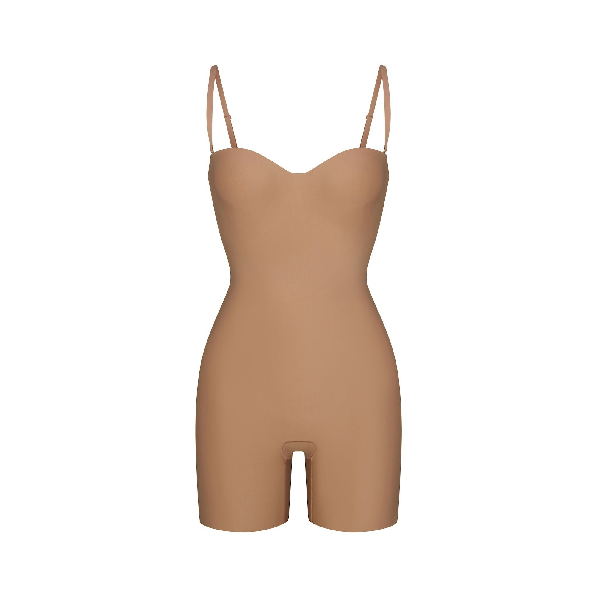 SKIMS BODY CORE SCULPT UNDERWIRE MID THIGH BODYSUIT | SIENNA (SHAPEWEAR BODYSUITS) FLAT ON A WHITE BACKGROUND | FLT
