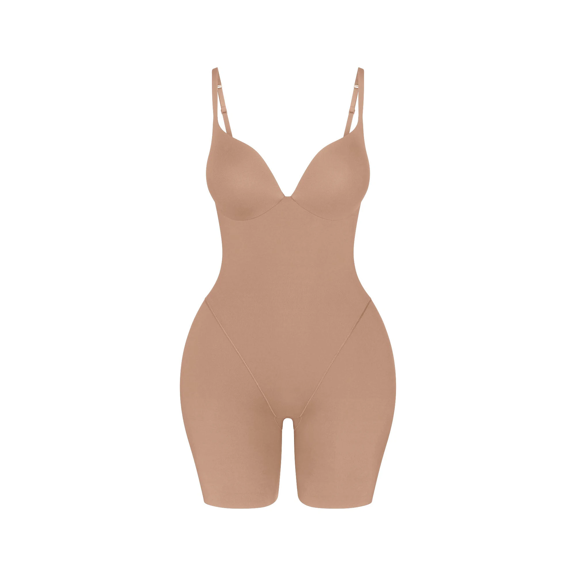 SKIMS ULTIMATE BODY BUTT AND HIP ENHANCING MID THIGH BODYSUIT | SIENNA FLAT ON A WHITE BACKGROUND | FLT