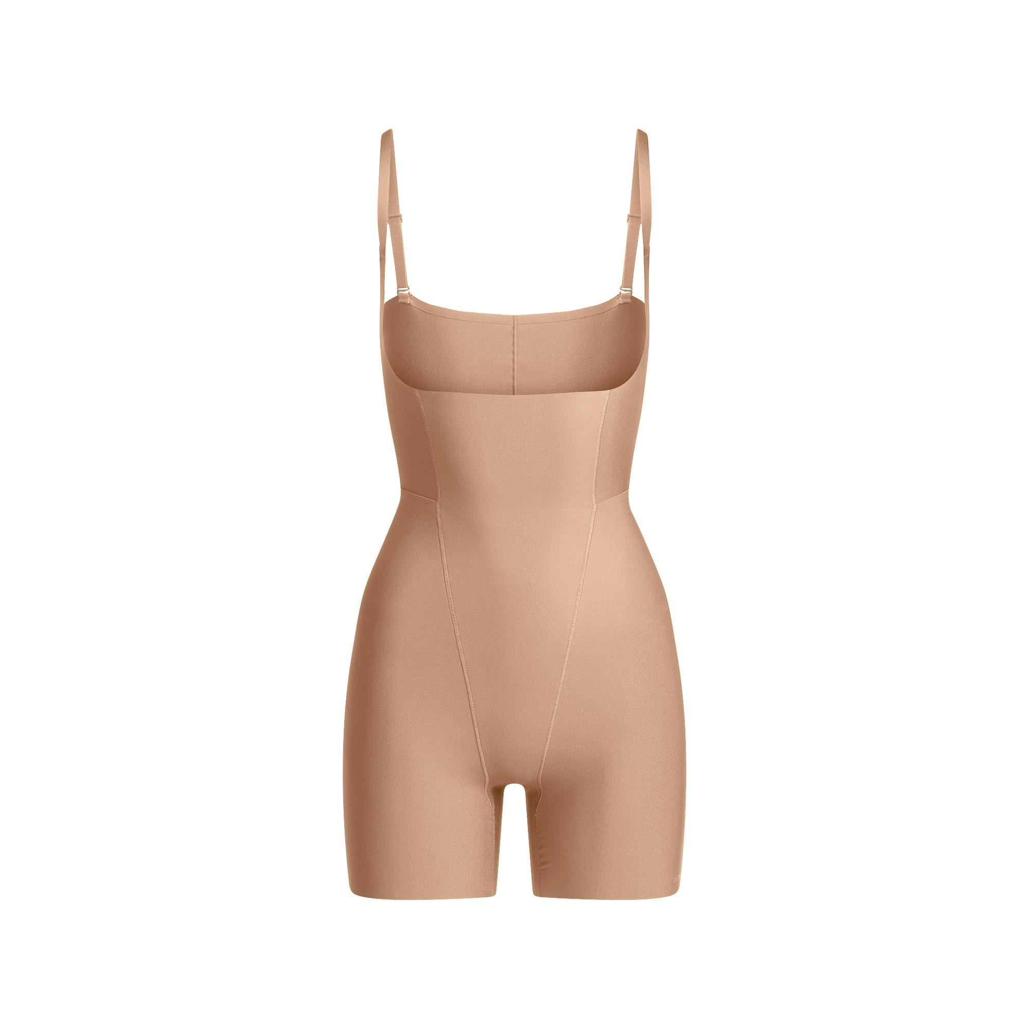 SKIMS BODY CORE SCULPT FUNCTIONAL MID THIGH BODYSUIT | SIENNA FLAT ON A WHITE BACKGROUND | FLT