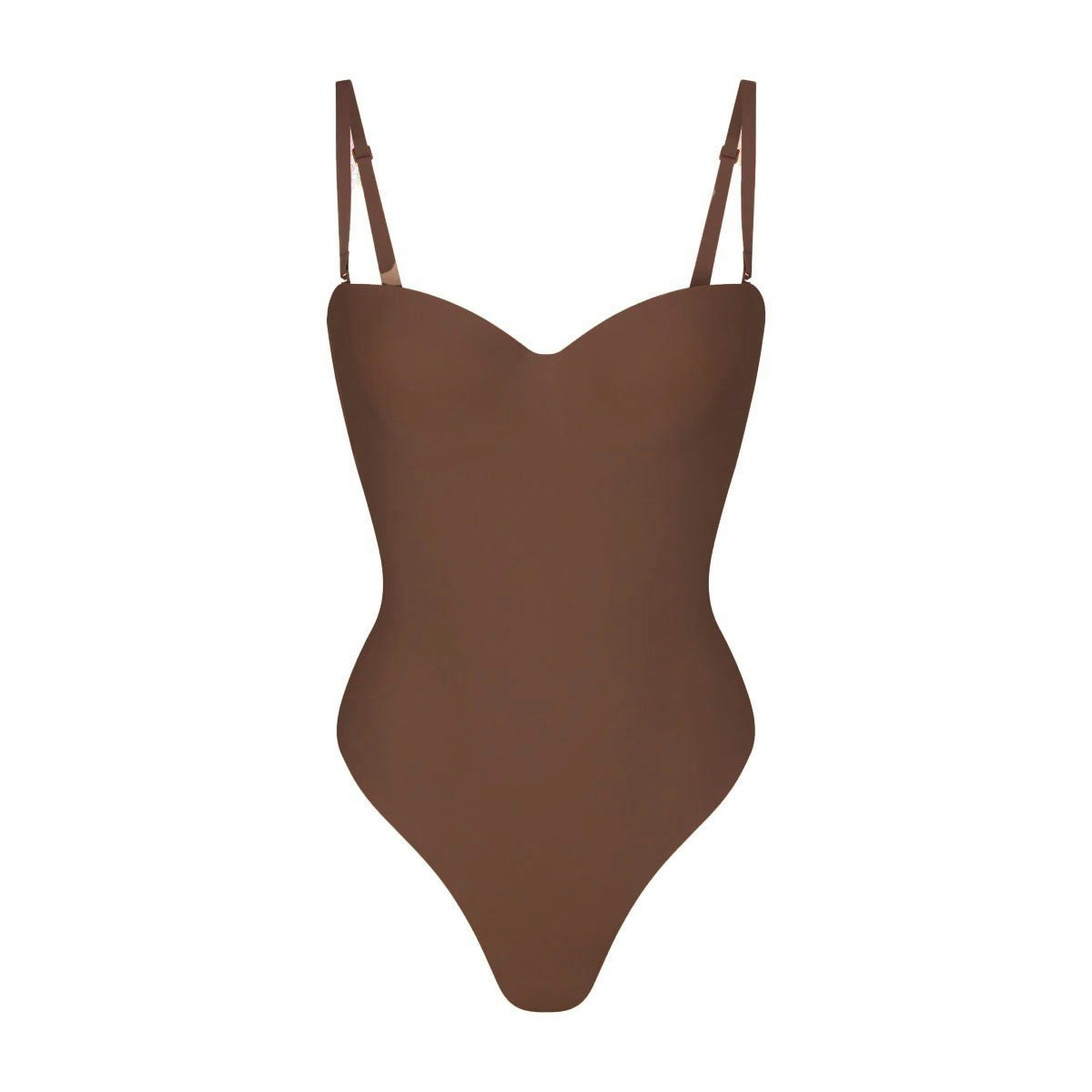 SKIMS BODY UNDERWIRE THONG BODYSUIT JASPER FLAT ON A WHITE BACKGROUND | FLT | FLT