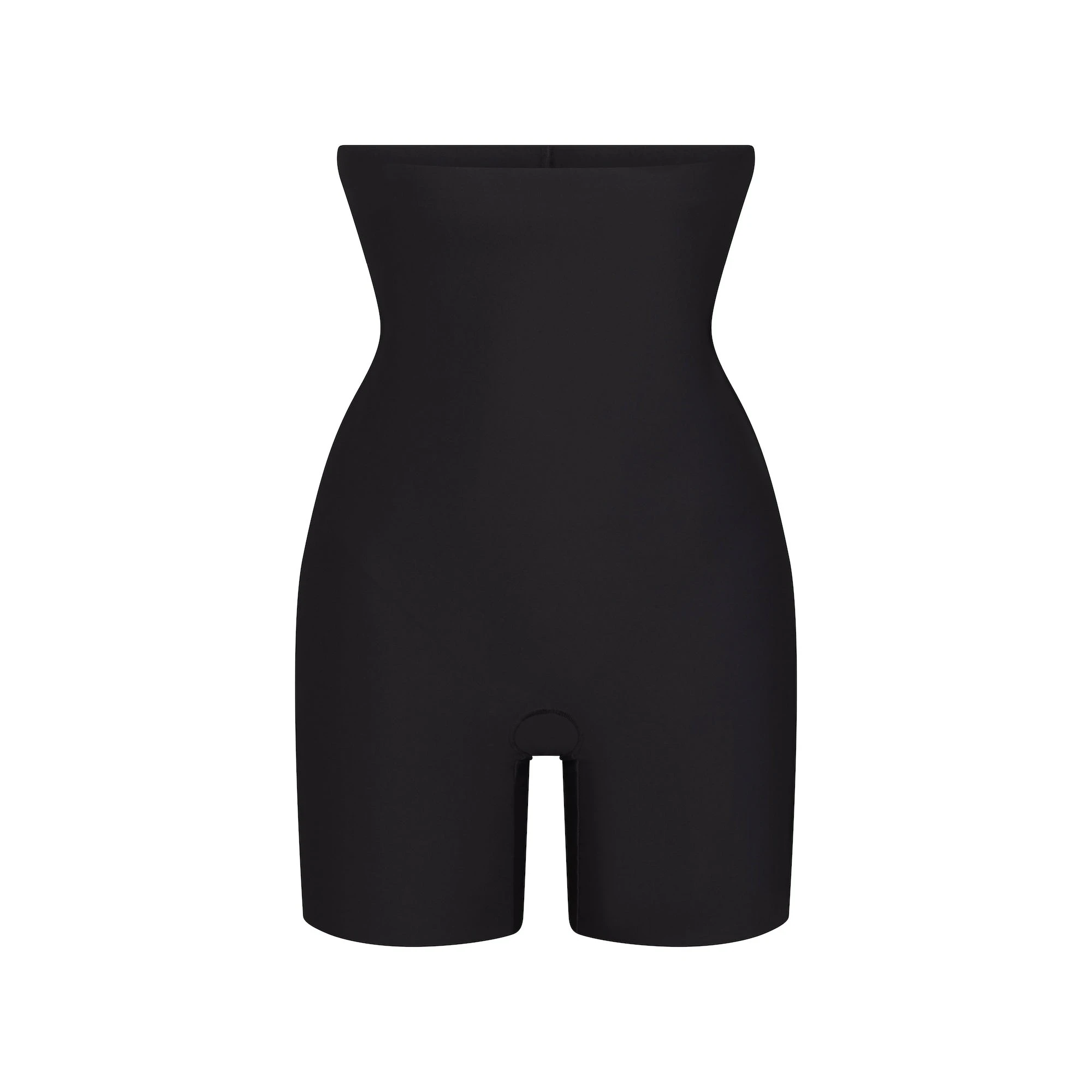 SKIMS BODY CORE SCULPT HIGH-WAISTED SHORT | ONYX (SHAPEWEAR SHORTS) FLAT ON A WHITE BACKGROUND | FLT