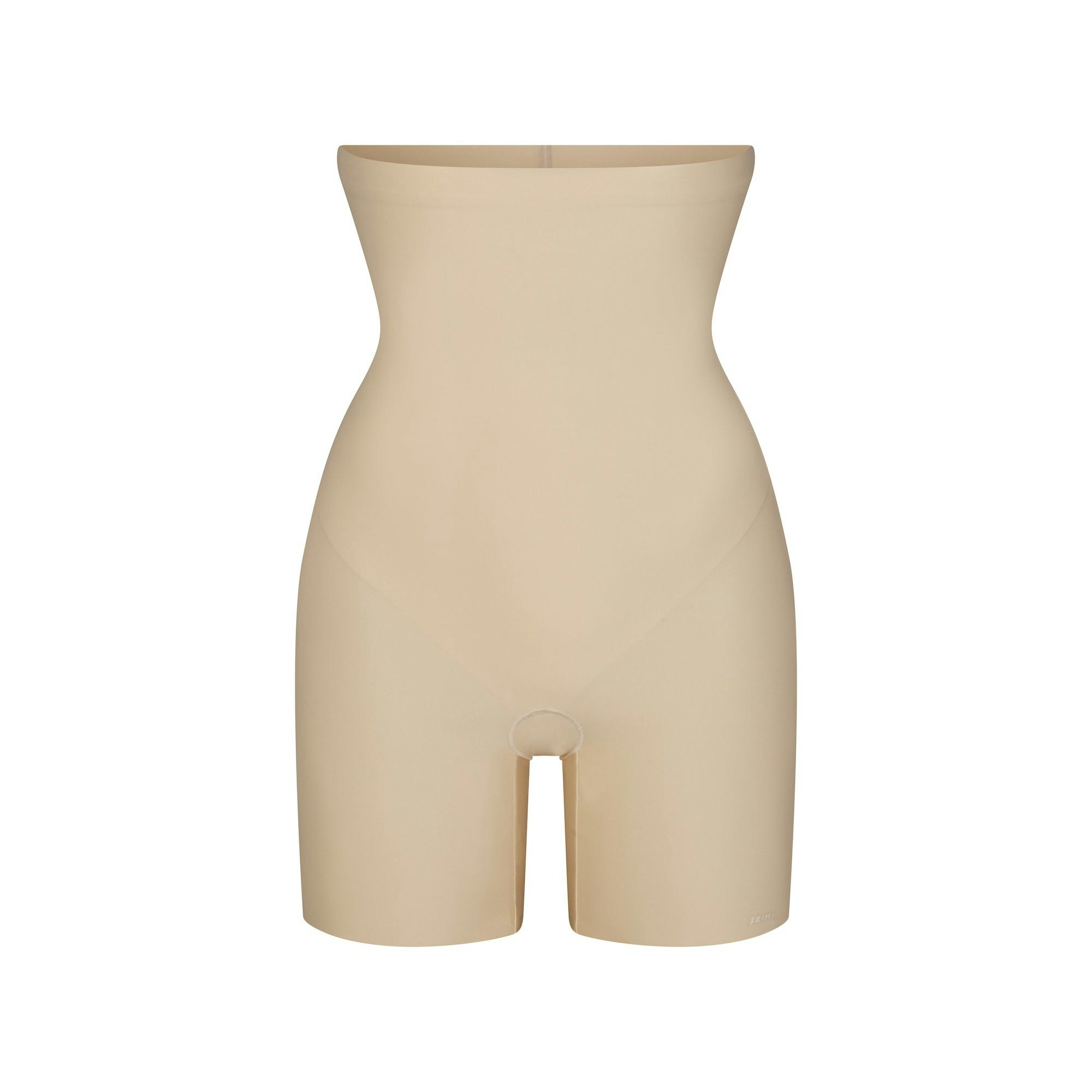 SKIMS BODY CORE SCULPT HIGH-WAISTED SHORT | SAND (SHAPEWEAR SHORTS) FLAT ON A WHITE BACKGROUND | FLT