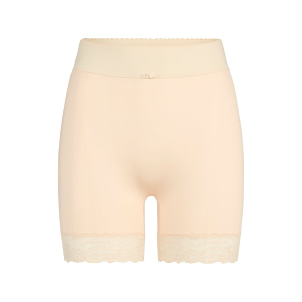 VINTAGE SHAPEWEAR MID THIGH SHORT | SUNKISSED FLAT ON A WHITE BACKGROUND | FLT