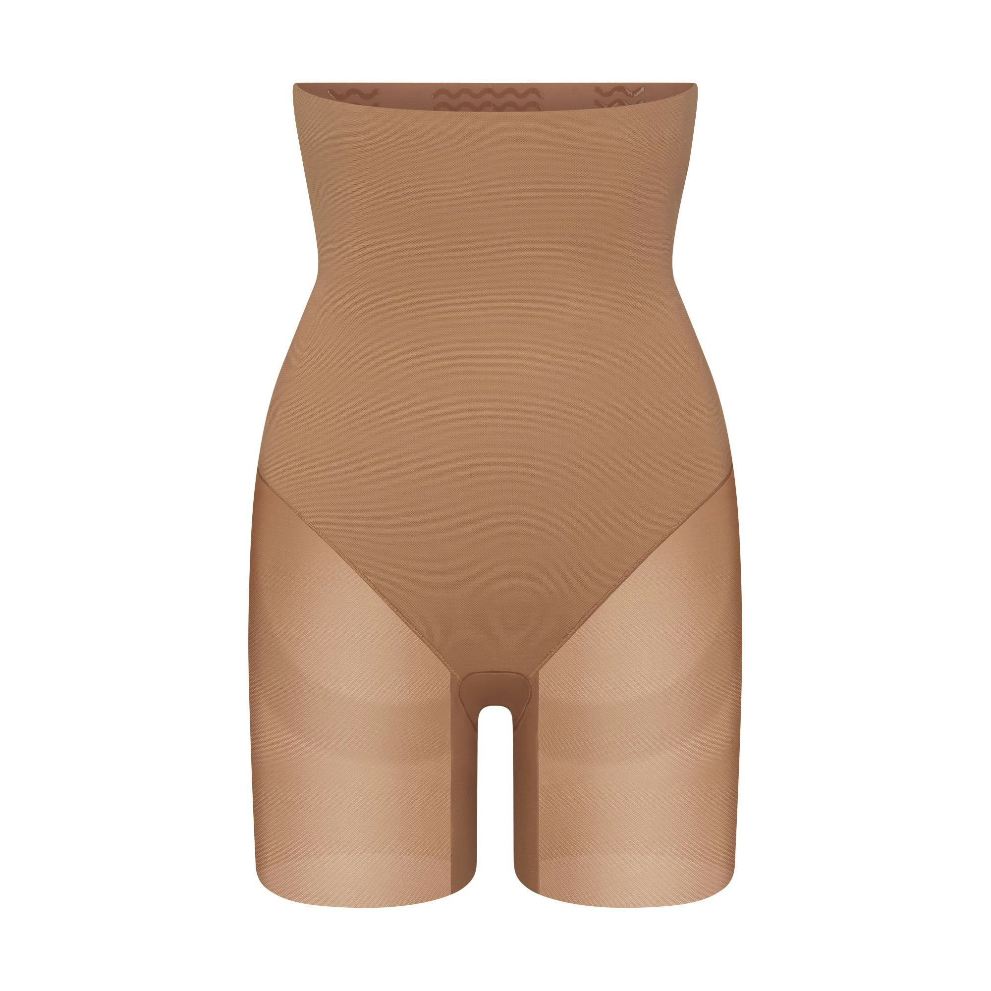 POWER MESH SHAPEWEAR CORE SCULPT HIGH-WAISTED MID THIGH SHORT | SIENNA FLAT ON A WHITE BACKGROUND | FLT