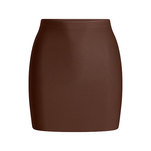 SKIMS BODY CORE SCULPT SKORT | COCOA FLAT ON A WHITE BACKGROUND | FLT