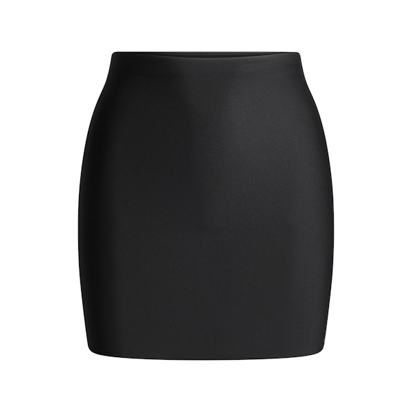 SKIMS BODY CORE SCULPT SKORT | ONYX FLAT ON A WHITE BACKGROUND | FLT