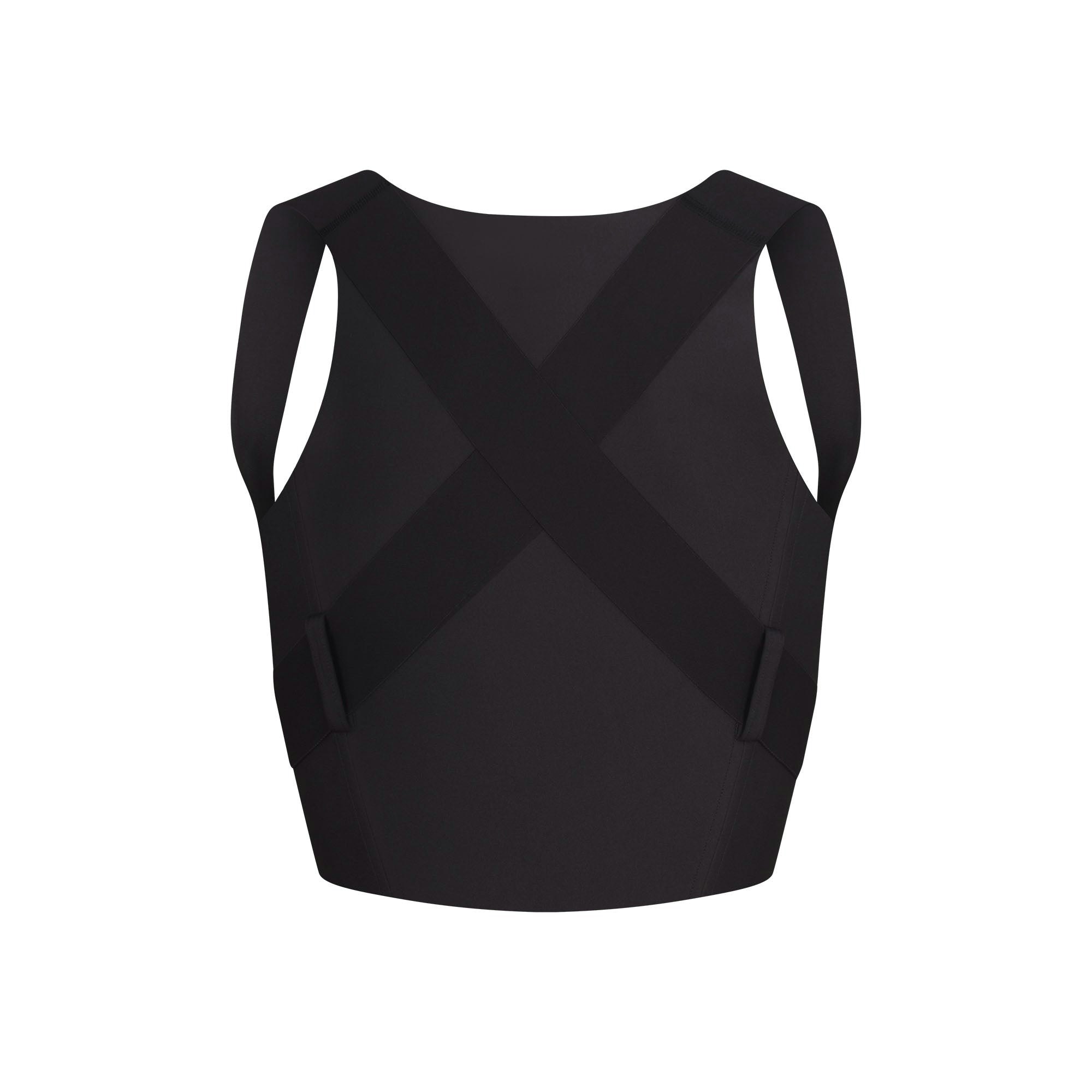 SKIMS BODY POSTURE TRAINER VEST | ONYX FLAT ON A WHITE BACKGROUND | FLT