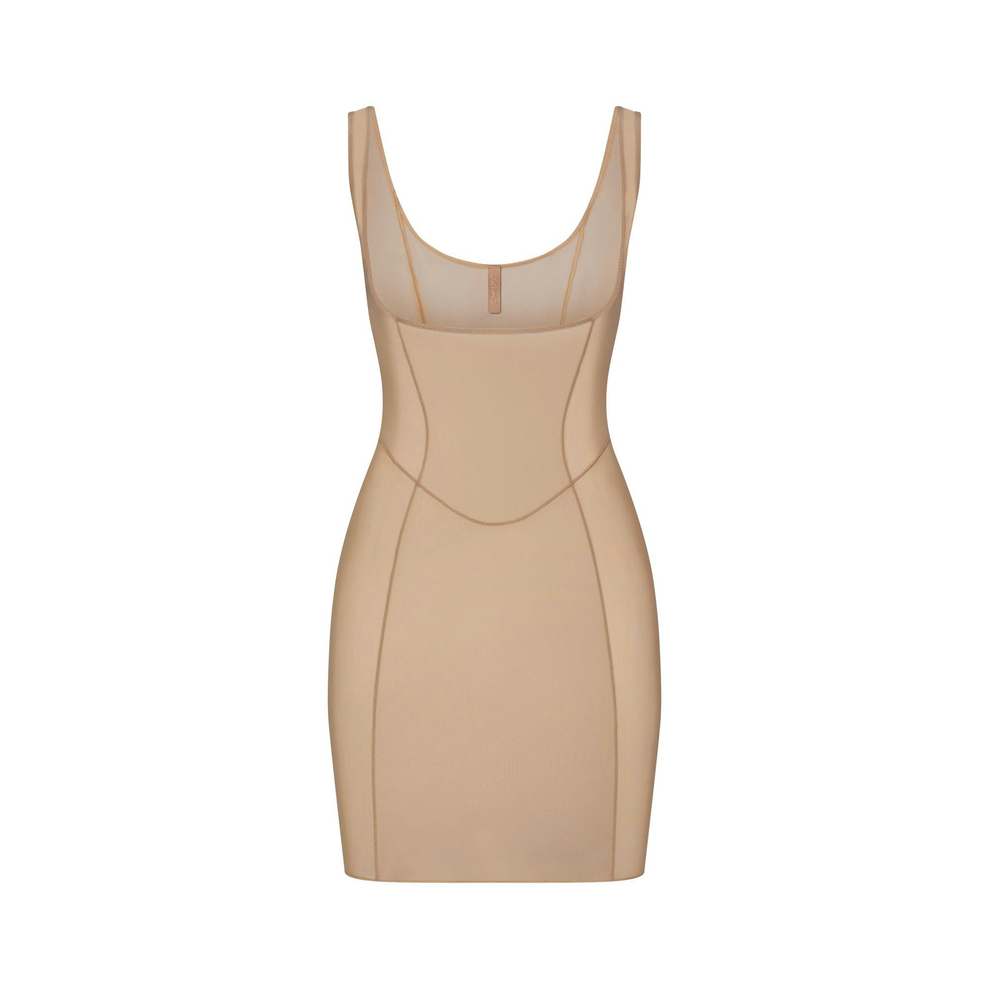 POWER MESH SHAPEWEAR OPEN BUST SLIP DRESS | CLAY FLAT ON A WHITE BACKGROUND | FLT