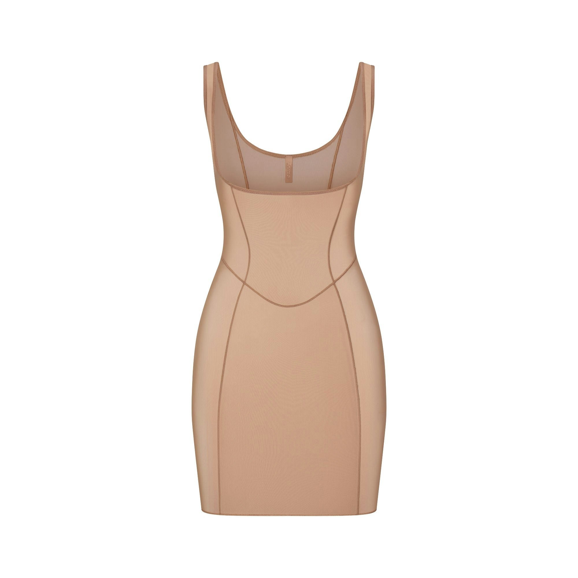 POWER MESH SHAPEWEAR OPEN BUST SLIP DRESS | SIENNA FLAT ON A WHITE BACKGROUND | FLT