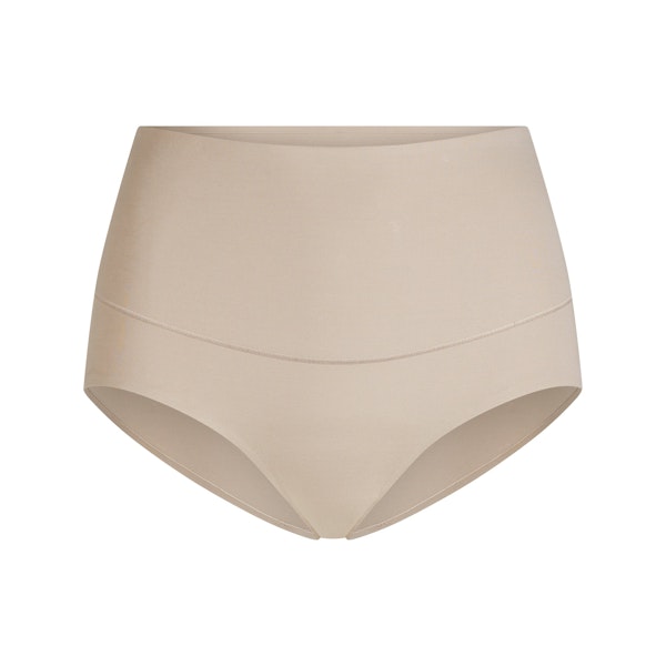 COTTON SHAPEWEAR HIGH-WAISTED BRIEF | LINEN FLAT ON A WHITE BACKGROUND | FLT