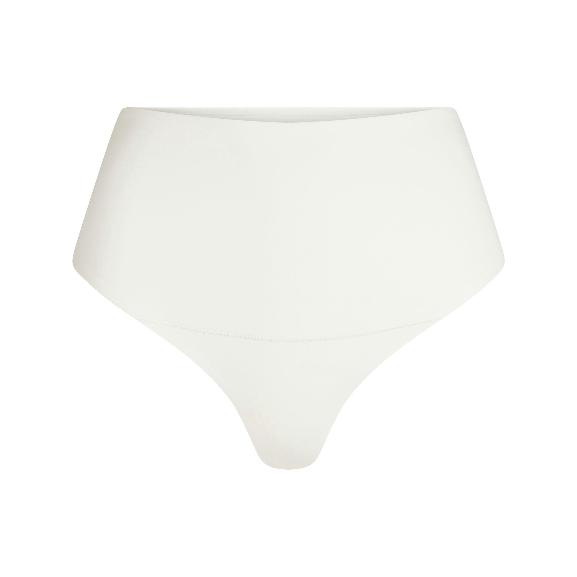 COTTON SHAPEWEAR HIGH-WAISTED THONG | MARBLE FLAT ON A WHITE BACKGROUND | FLT