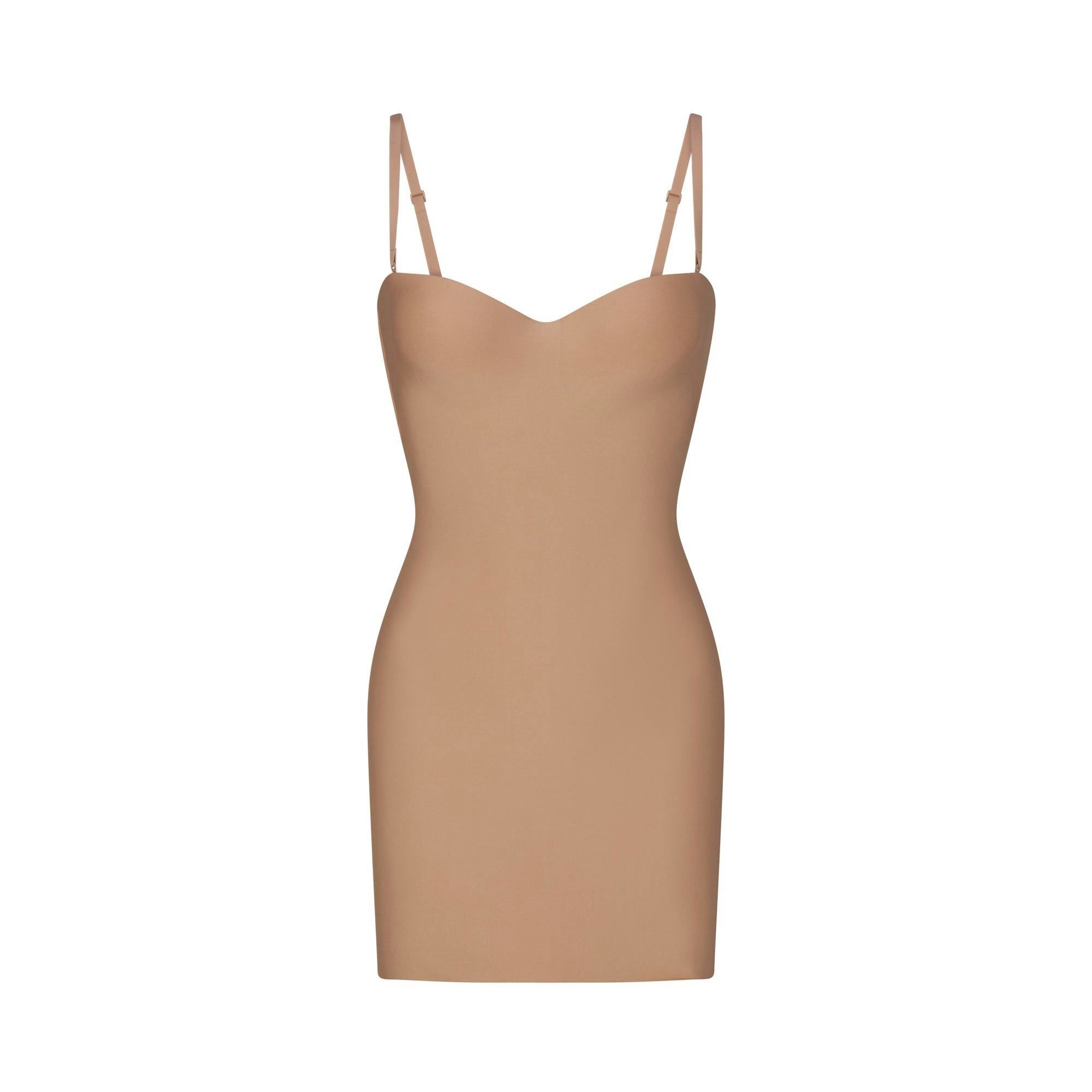 SKIMS BODY UNDERWIRE SLIP DRESS | SIENNA (SHAPEWEAR SLIPS, SHAPEWEAR) LAYS FLAT ON A WHITE BACKGROUND