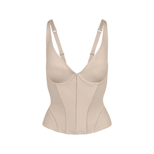 COTTON SHAPEWEAR CORSET | LINEN FLAT ON A WHITE BACKGROUND | FLT