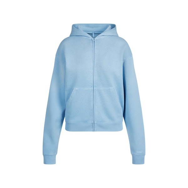 FRENCH TERRY ZIP UP HOODIE | BLUE BELL FLAT ON A WHITE BACKGROUND | FLT