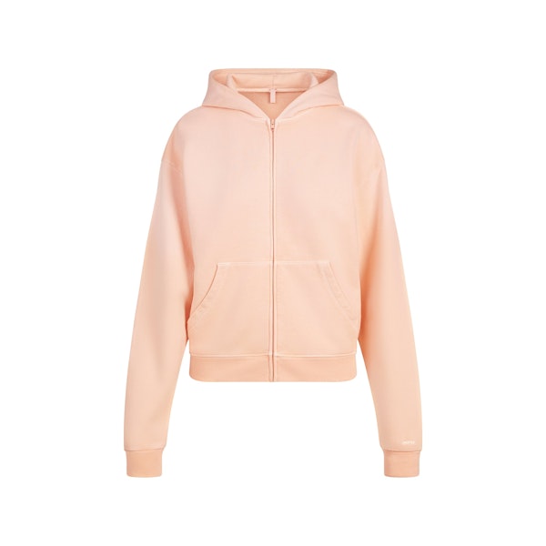 FRENCH TERRY ZIP UP HOODIE | CANTALOUPE FLAT ON A WHITE BACKGROUND | FLT