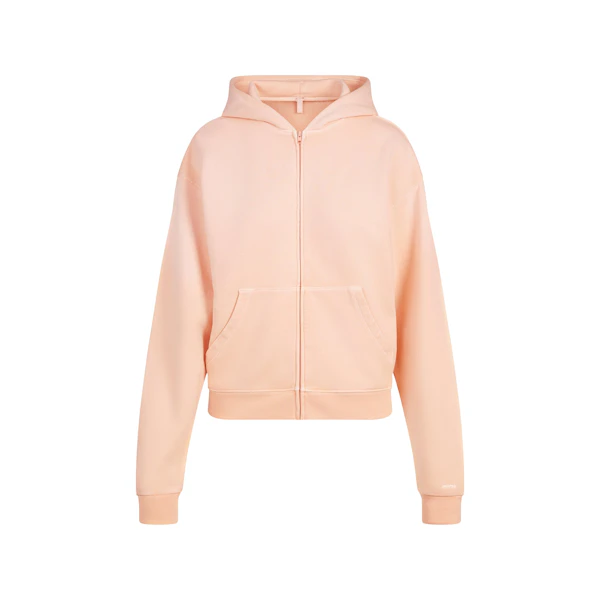 FRENCH TERRY ZIP UP HOODIE | CANTALOUPE FLAT ON A WHITE BACKGROUND | FLT
