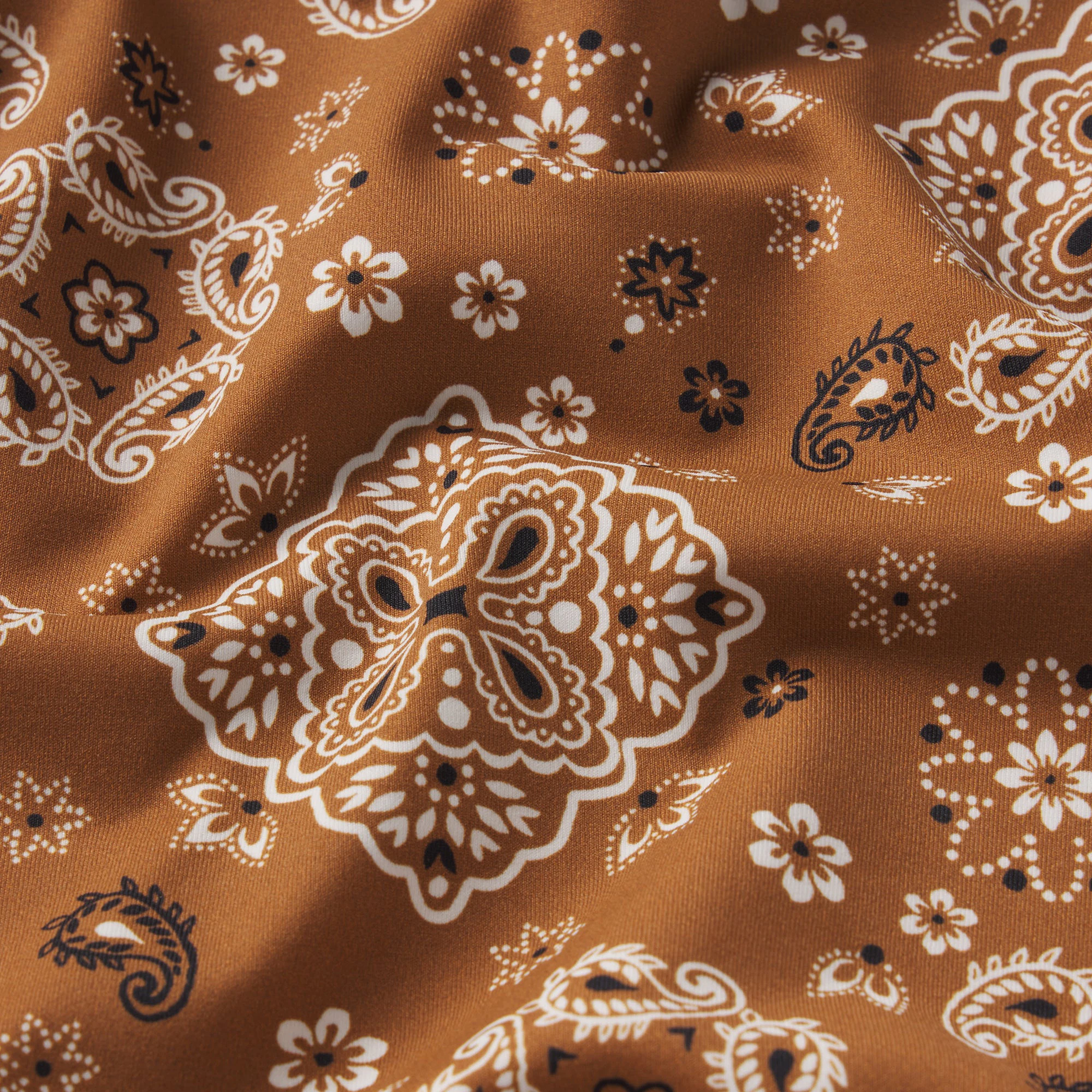 SIGNATURE SWIM THONG BIKINI BOTTOM | ALMOND BANDANA ADDITIONAL FABRIC DETAILS