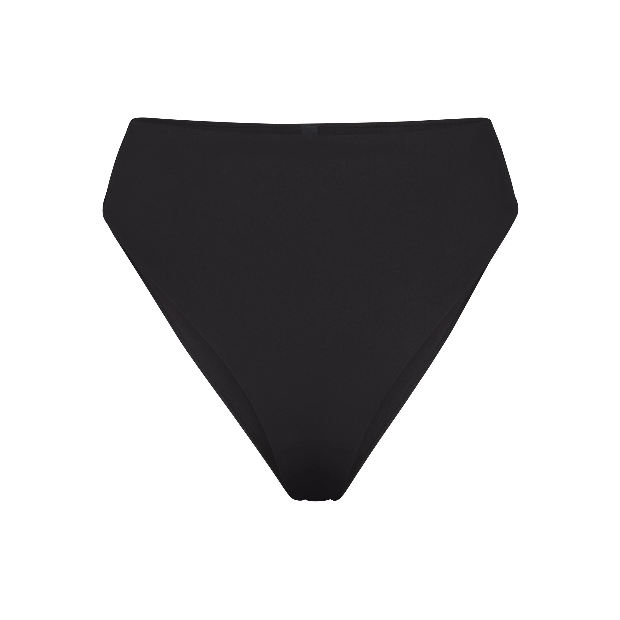 SIGNATURE SWIM HIGH-WAISTED BIKINI BOTTOM | ONYX FLAT ON A WHITE BACKGROUND | FLT