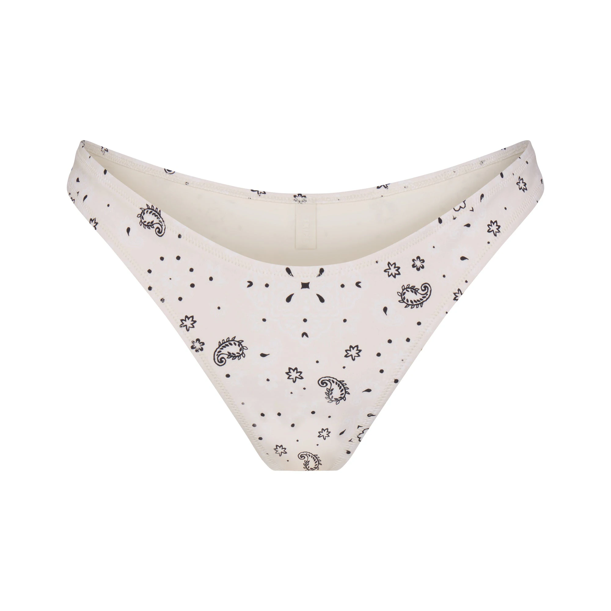 SIGNATURE SWIM TANGA BIKINI BOTTOM | ECRU BANDANA PRINT FLAT ON A WHITE BACKGROUND | FLT