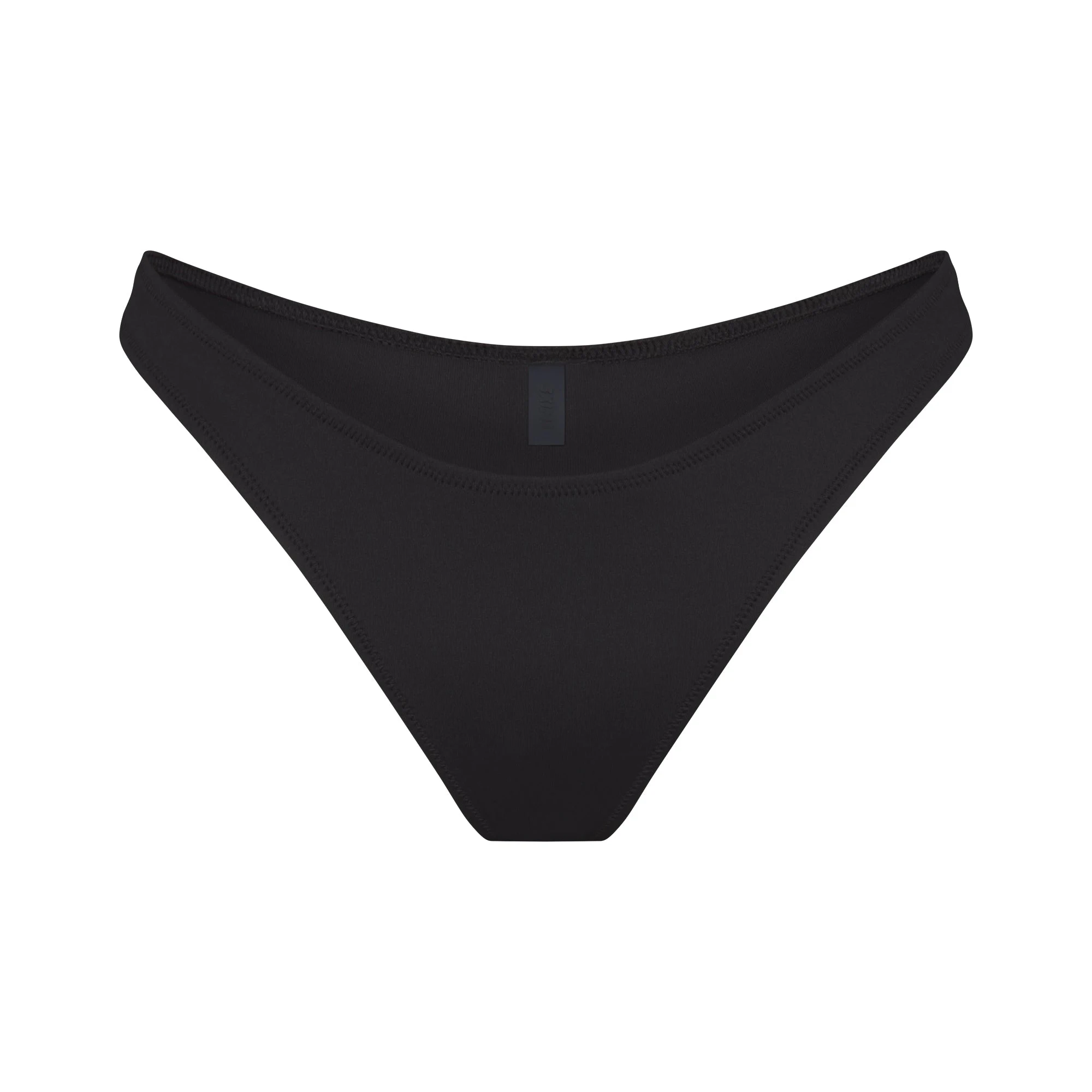 SIGNATURE SWIM TANGA BIKINI BOTTOM | ONYX FLAT ON A WHITE BACKGROUND | FLT