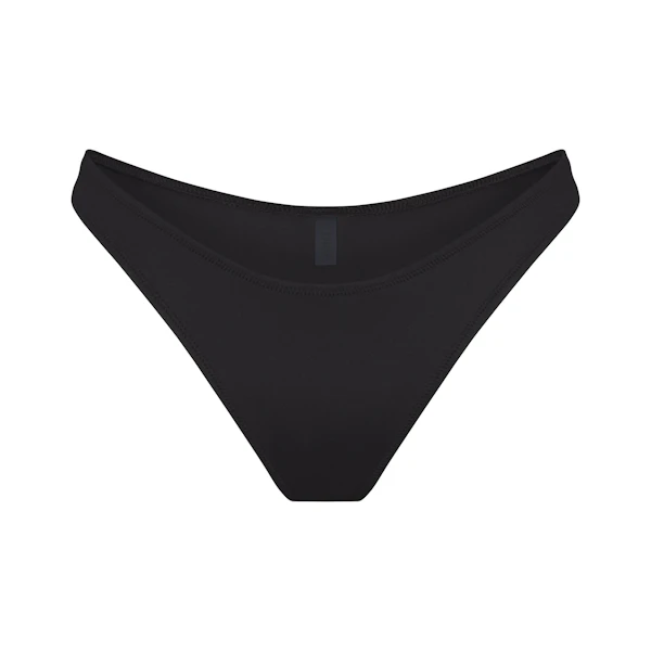 SIGNATURE SWIM TANGA BIKINI BOTTOM | ONYX FLAT ON A WHITE BACKGROUND | FLT