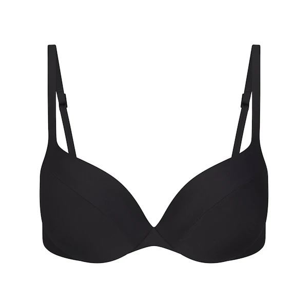 SIGNATURE SWIM ULTIMATE PUSH-UP TIE BACK BIKINI TOP | ONYX FLAT ON A WHITE BACKGROUND | FLT