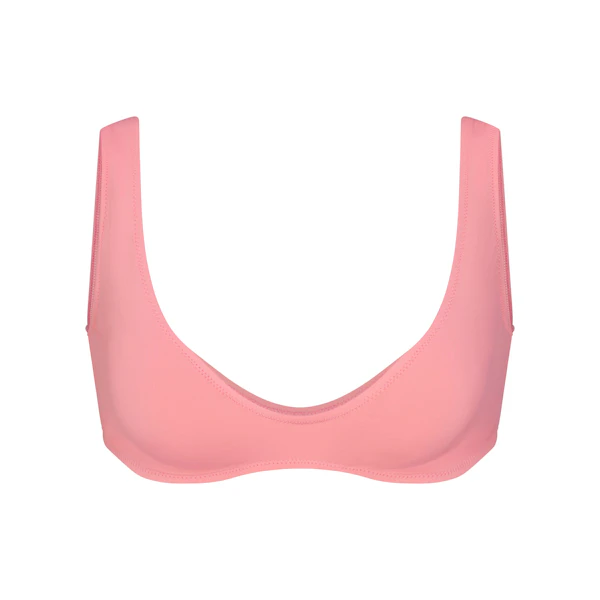 SIGNATURE SWIM PLUNGE BIKINI TOP | MELON FLAT ON A WHITE BACKGROUND | FLT