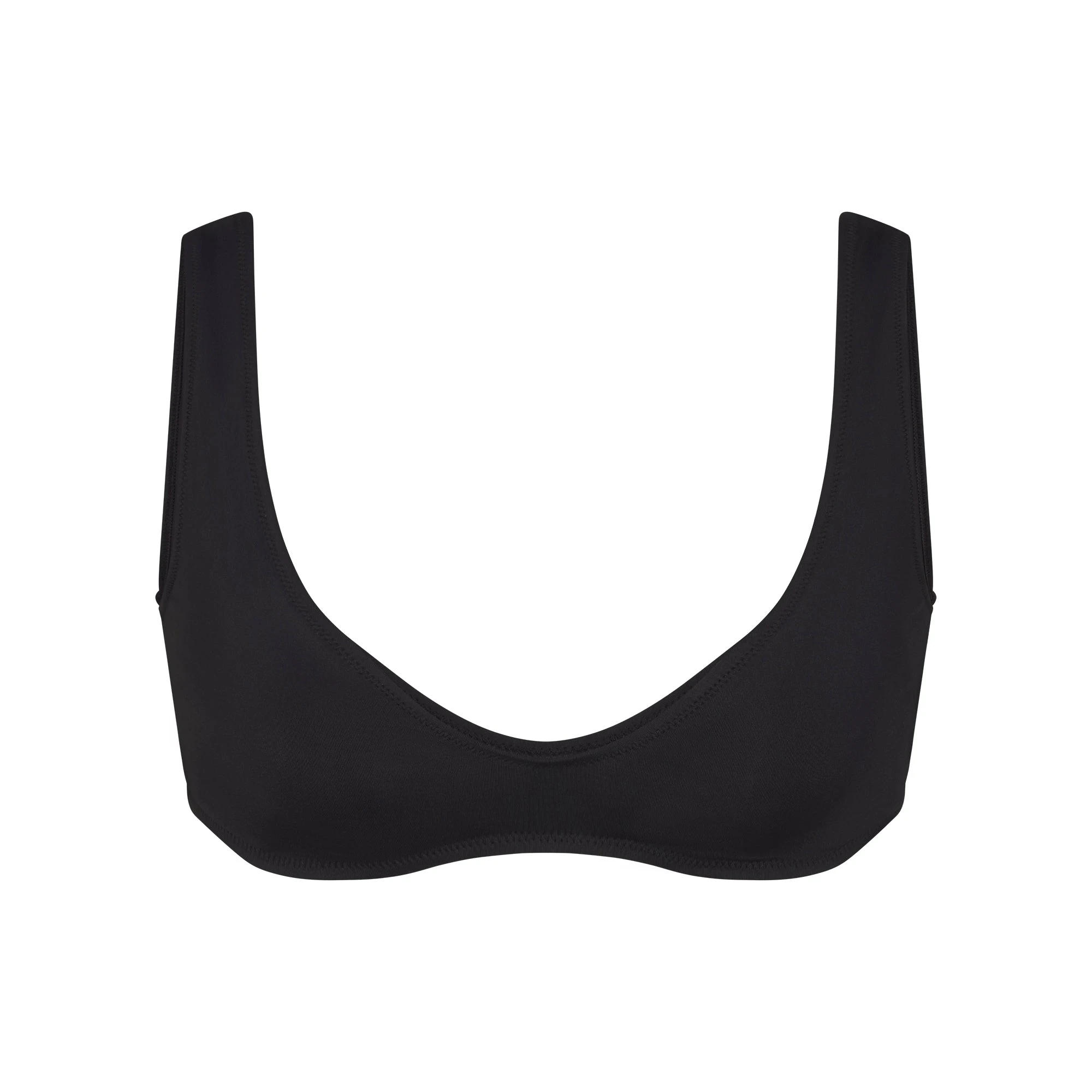 SIGNATURE SWIM PLUNGE BIKINI TOP | ONYX FLAT ON A WHITE BACKGROUND | FLT