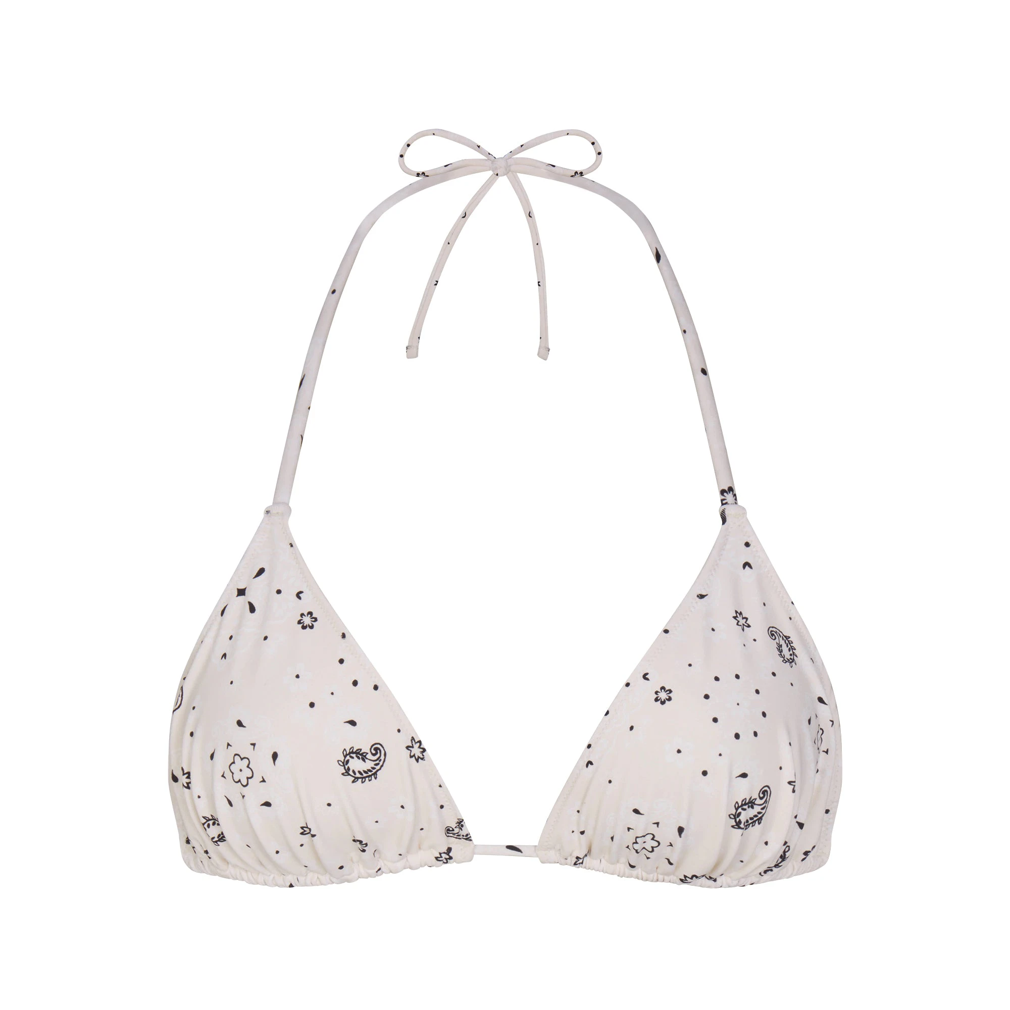 SIGNATURE SWIM TRIANGLE BIKINI TOP | ECRU BANDANA PRINT FLAT ON A WHITE BACKGROUND | FLT