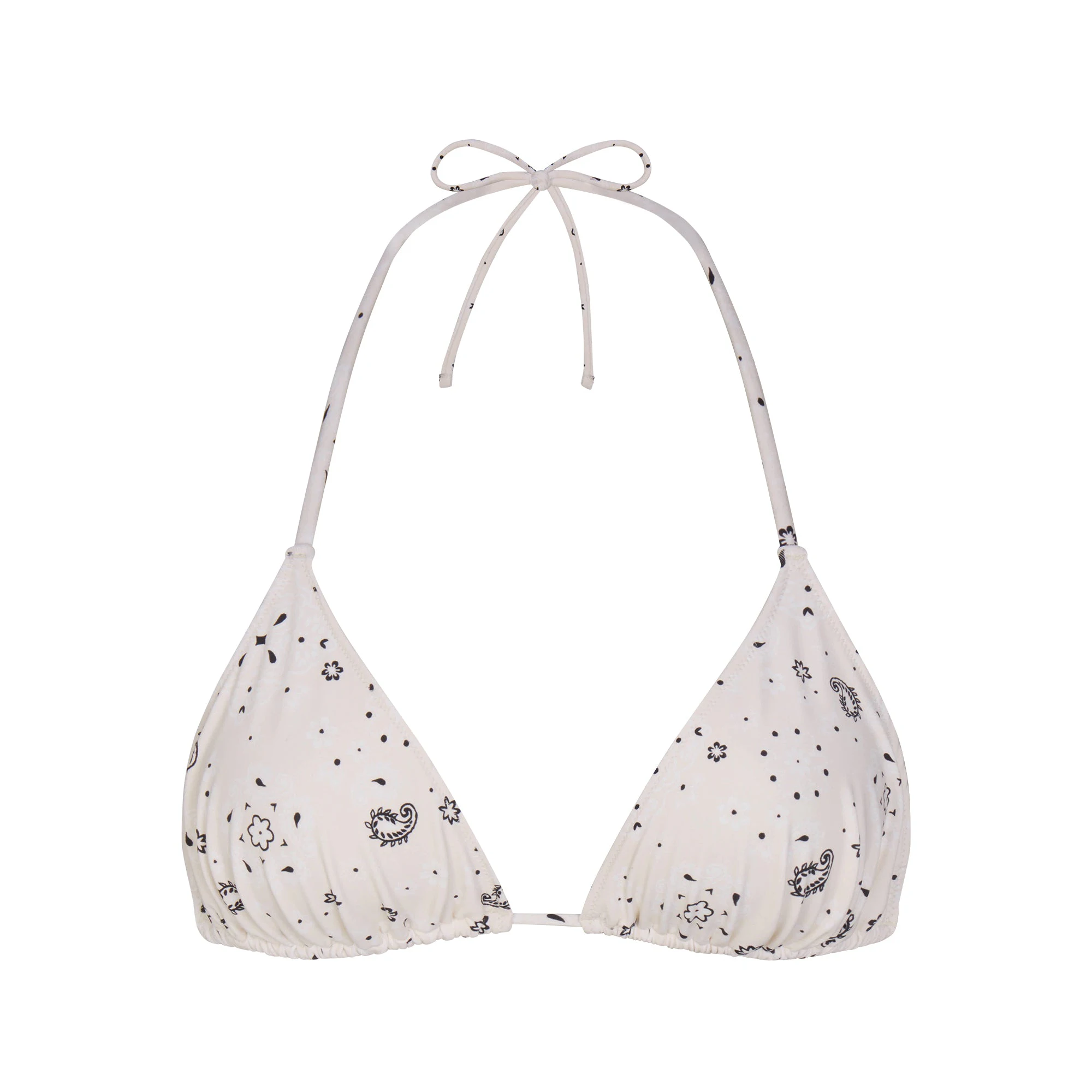 SIGNATURE SWIM TRIANGLE BIKINI TOP | ECRU BANDANA PRINT FLAT ON A WHITE BACKGROUND | FLT