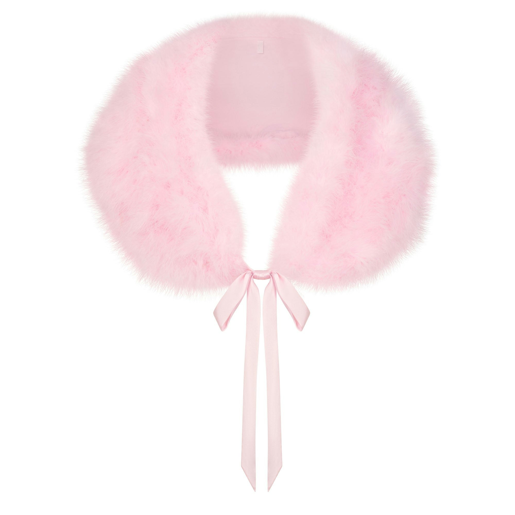 SILK FEATHER TRIM TIE SHAWL | CHERRY BLOSSOM FLAT ON A WHITE BACKGROUND | FLT