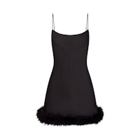 SILK FEATHER TRIM MINI DRESS