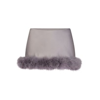 SILK FEATHER TRIM LOW RISE MINI SKIRT