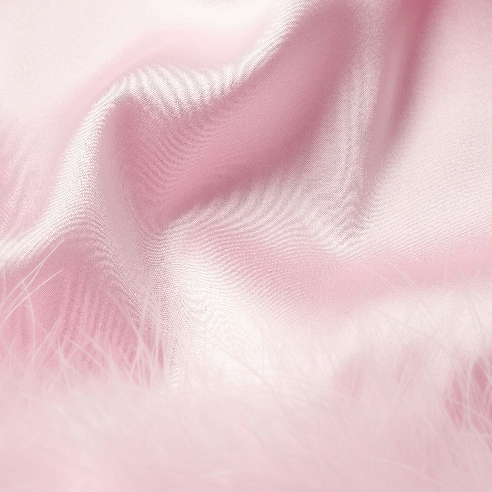 SILK FEATHER TRIM LONG ROBE | CHERRY BLOSSOM ADDITIONAL FABRIC DETAILS