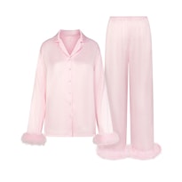 SILK FEATHER TRIM LONG SET