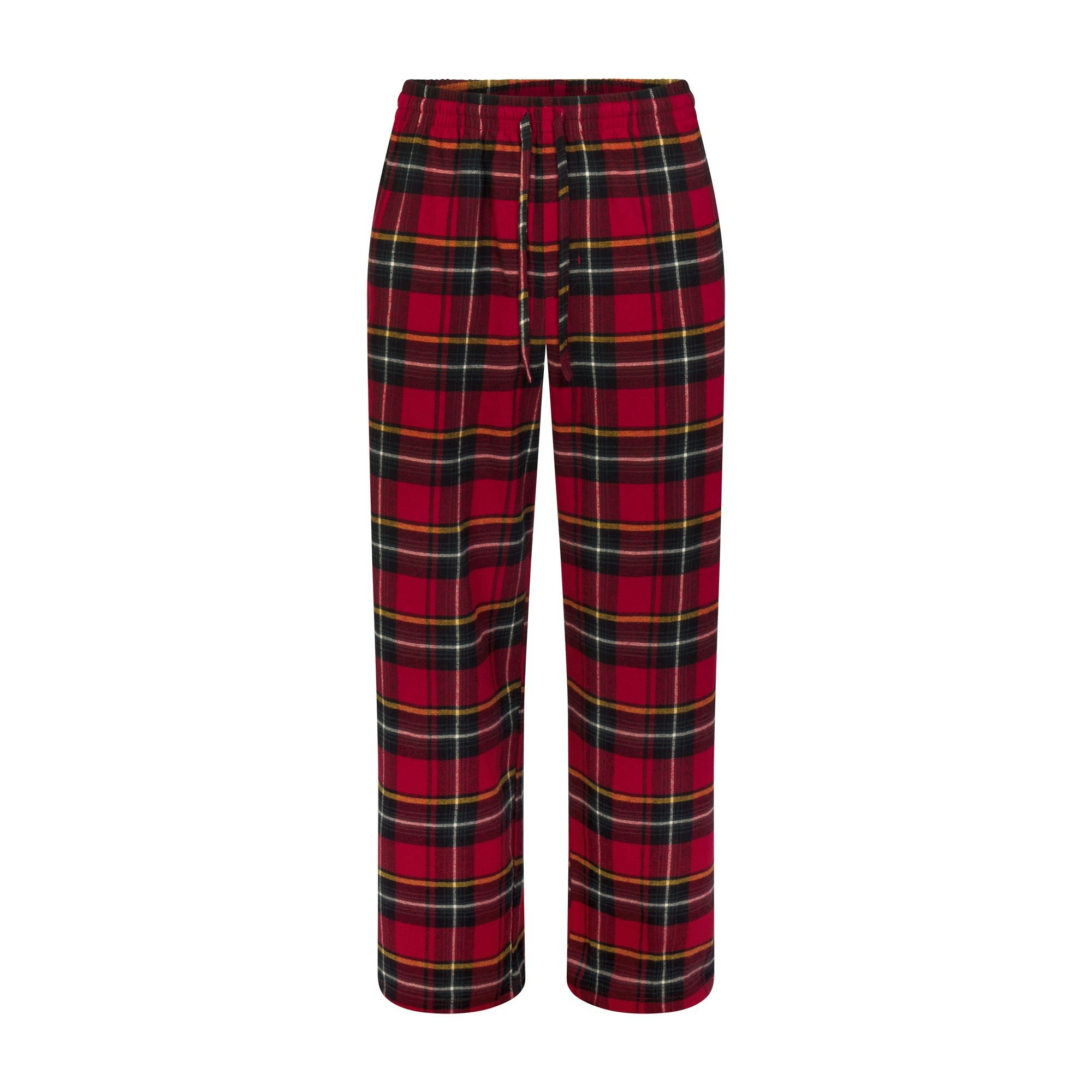 FLANNEL SLEEP MENS SLEEP SET | RED HOLIDAY PLAID FLAT ON A WHITE BACKGROUND | FLT