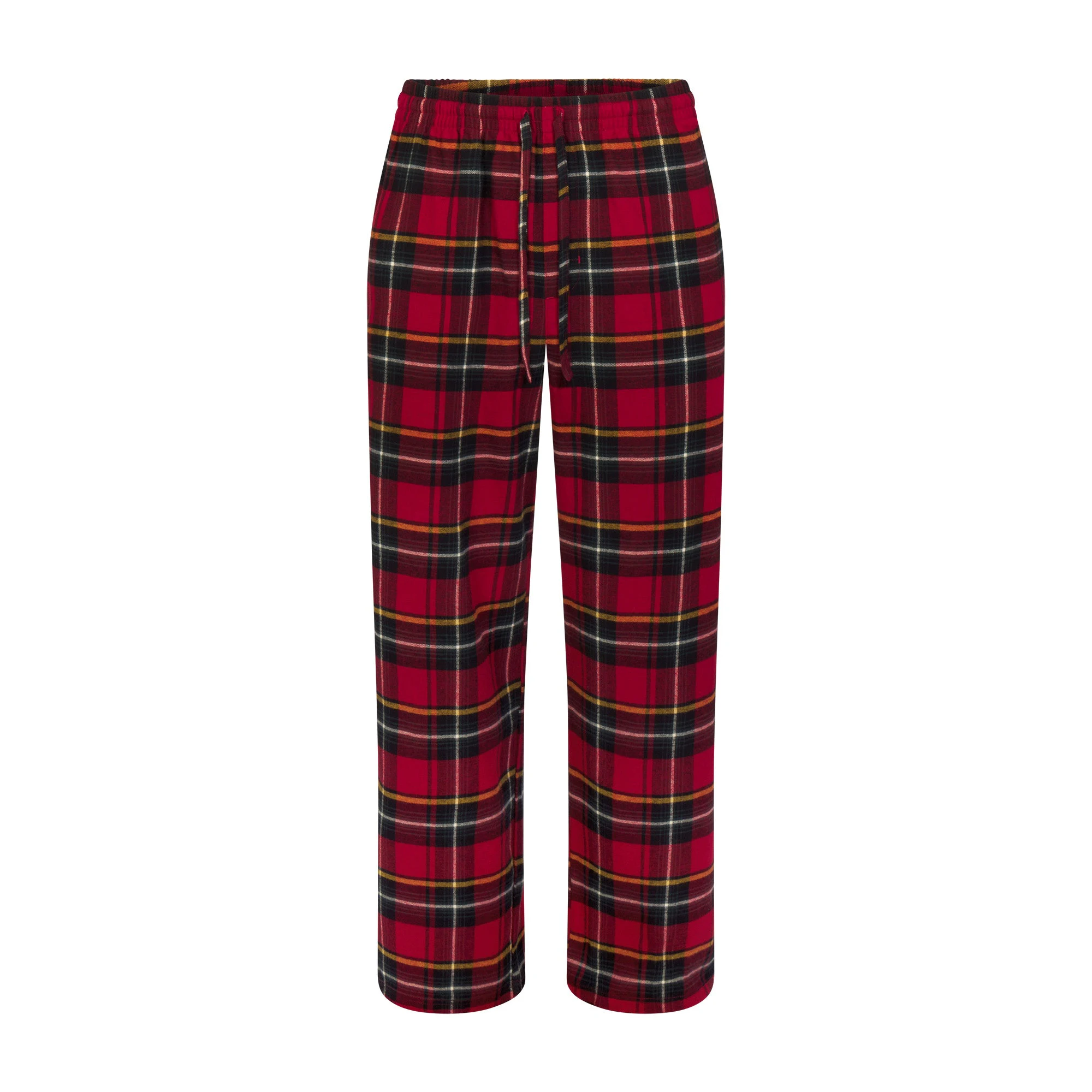 FLANNEL SLEEP MENS SLEEP SET | RED HOLIDAY PLAID FLAT ON A WHITE BACKGROUND | FLT